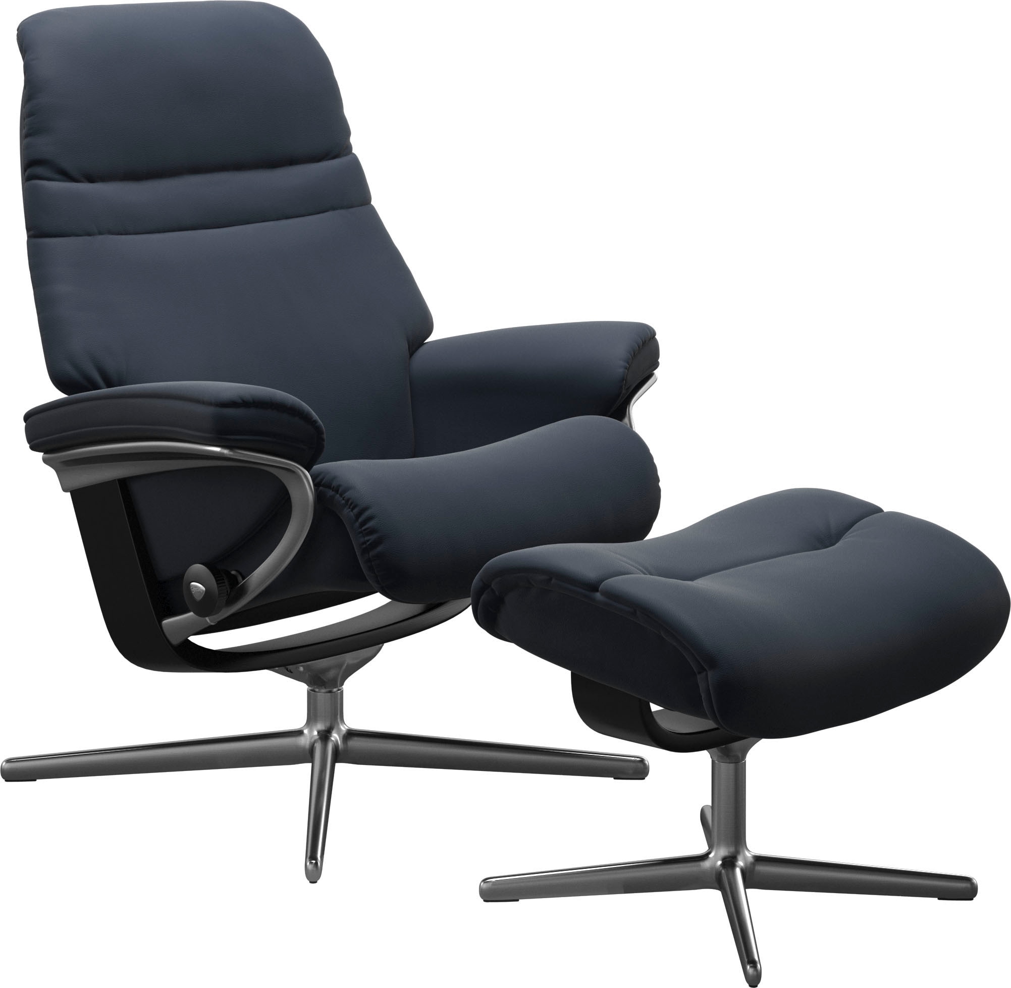 Stressless® Relaxsessel »Sunrise«, (Set, Relaxsessel mit Hocker), mit Hocker, mit Cross Base, Größe S, M & L, Holzakzent Schwarz