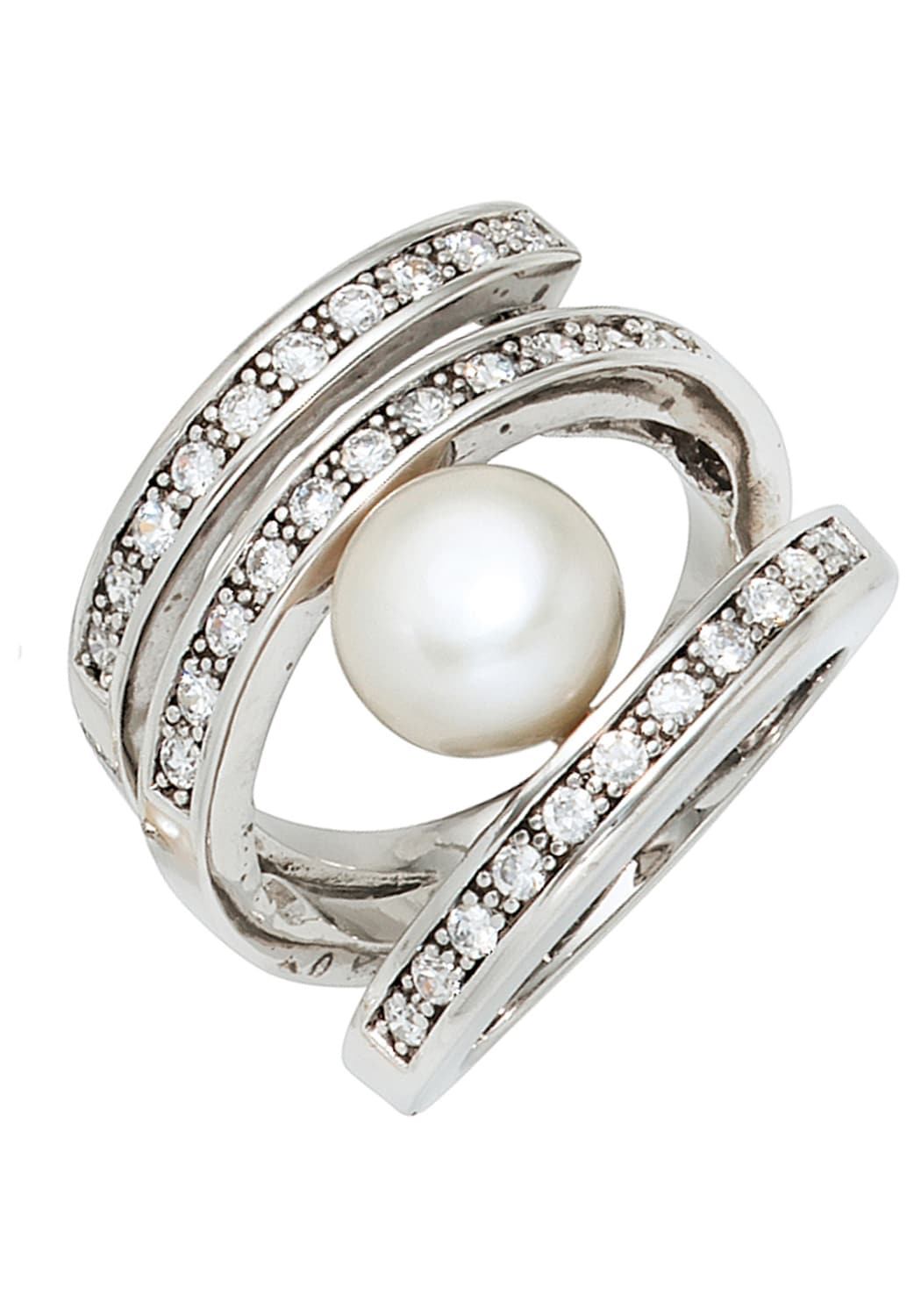 Perle 925 kaufen Perlenring, BAUR JOBO | Süßwasser Silber und breit Zirkonia