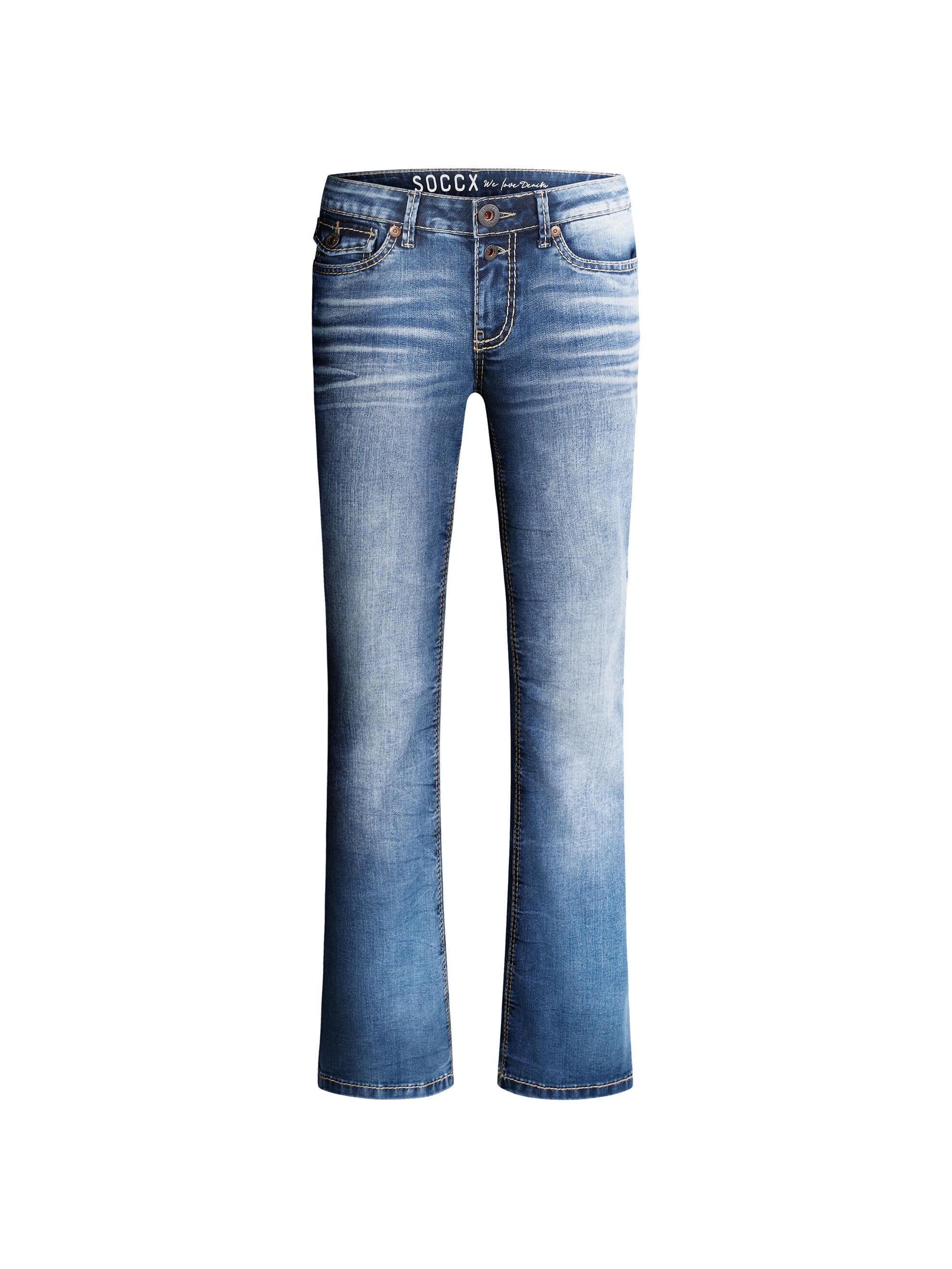 SOCCX Slim-fit-Jeans mit ausgestelltem Bein