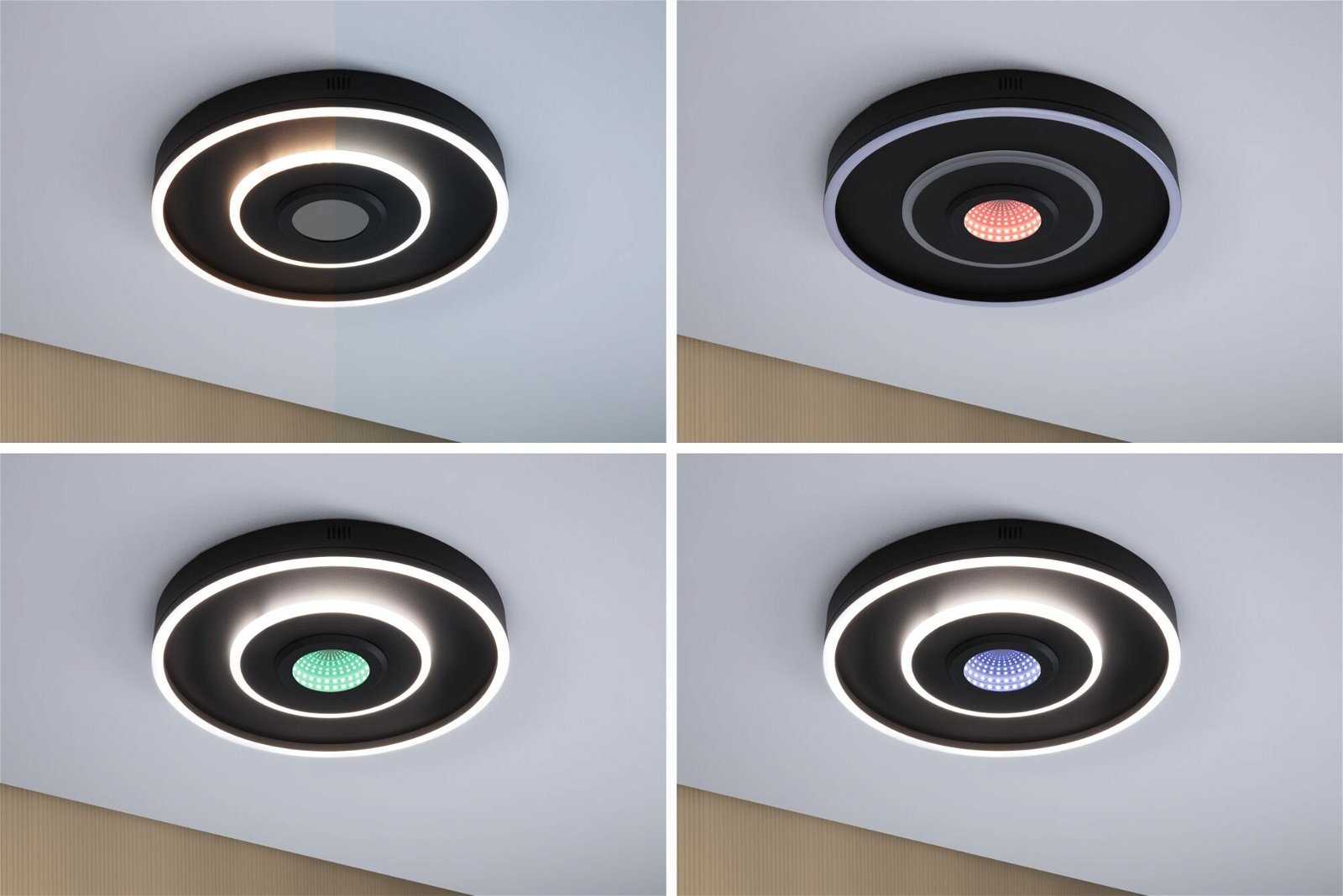 Paulmann LED Deckenleuchte »Spaceglow Four RGB+ 320lm / 800lm 230V 22W Schwarz matt«, 1 flammig, dimmbar