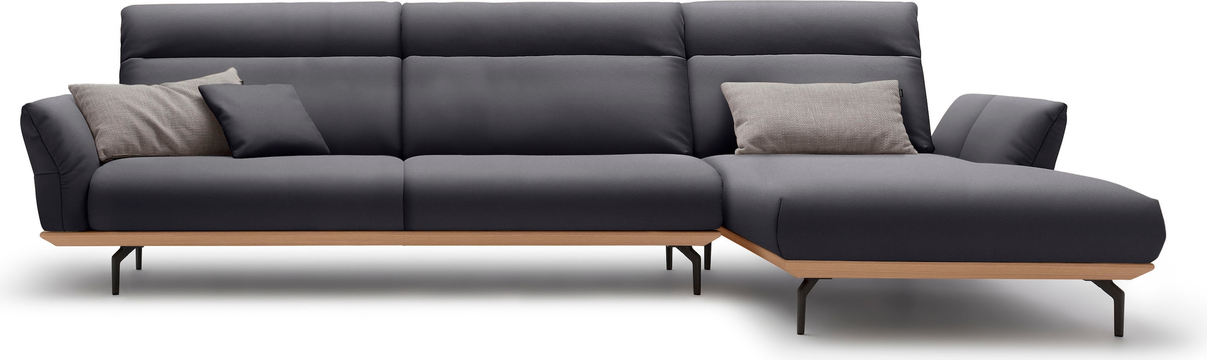 Creation BY ROLF BENZ Ecksofa "CR.460, Design-Sofa der Extraklasse, verstellbare Rückenlehne, L-Form" Sockel in Eiche, Winkelfüße in Umbragrau, Breite 338 cm