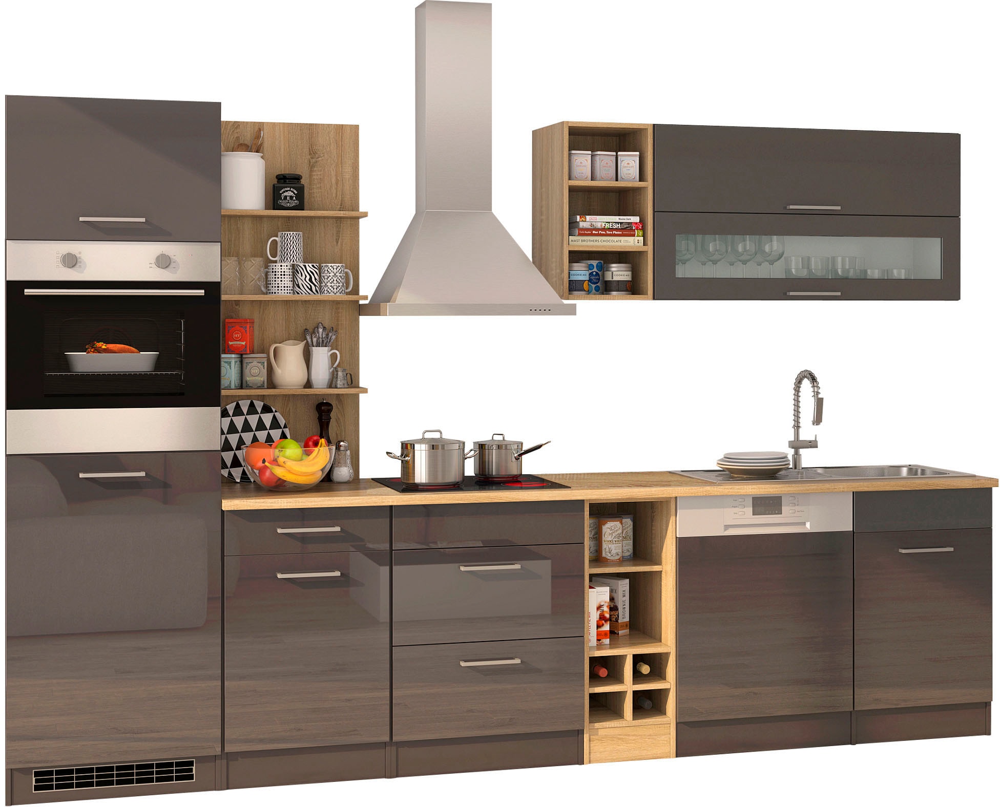 Küchenzeile »Mailand«, mit E-Geräten, Breite 310 cm