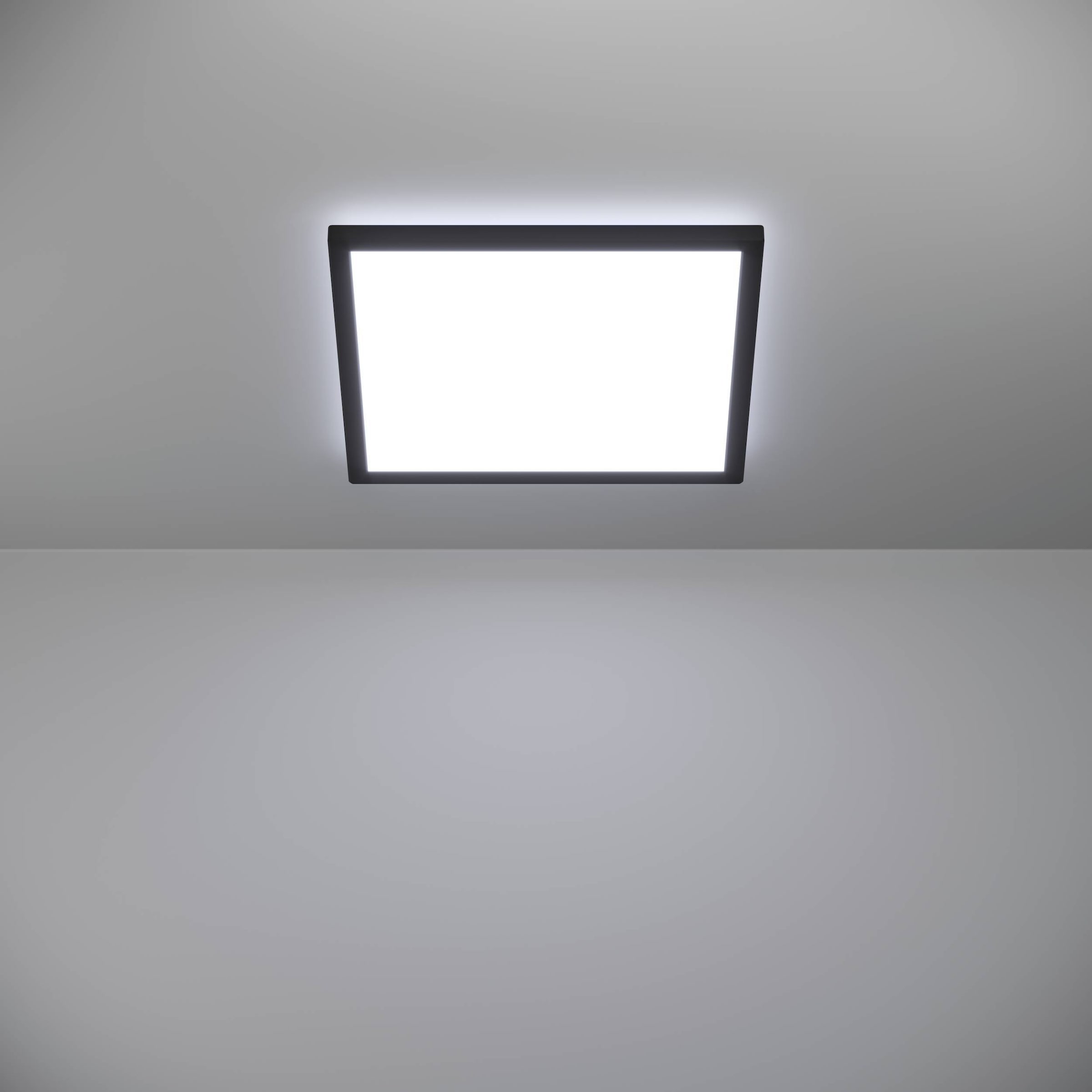 EGLO Deckenleuchte »Rovito Deckenlampe, Deckenbeleuchtung, Badlampe, Kunststoff, IP44« LED-Modul 1 Stk. Kaltweiß | Neutralweiß | Warmweiß Wand-/Deckenleuchte - L39 x B39 x H3 cm - schwarz - 17,6W inkl.