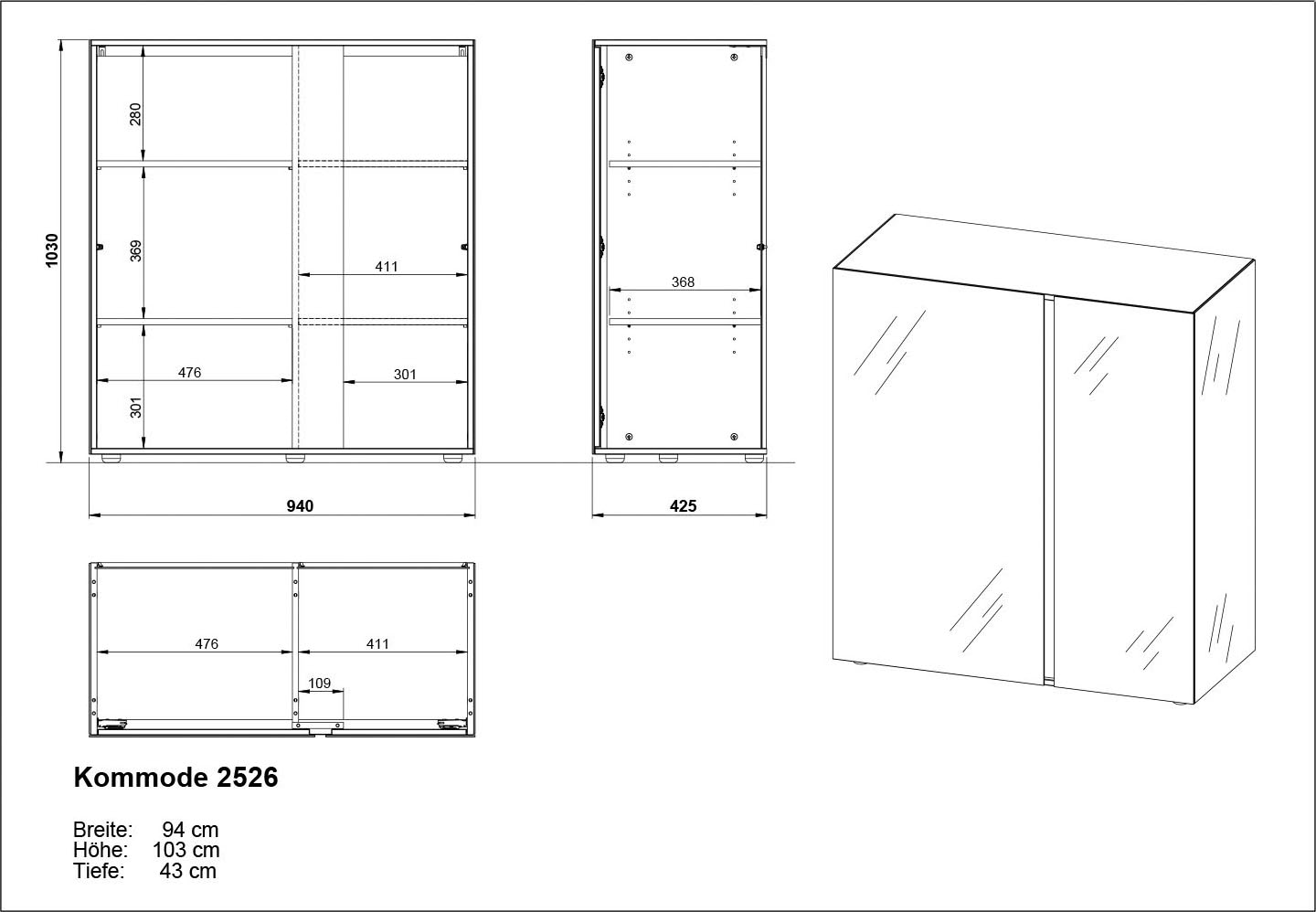 GERMANIA Wohnzimmer-Set »Mesa«, 2-tlg. mit Glasfronten