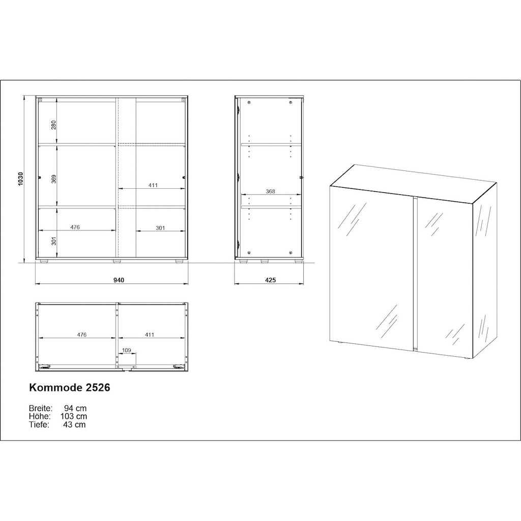 GERMANIA Wohnzimmer-Set »Mesa«, 2-tlg. mit Glasfronten