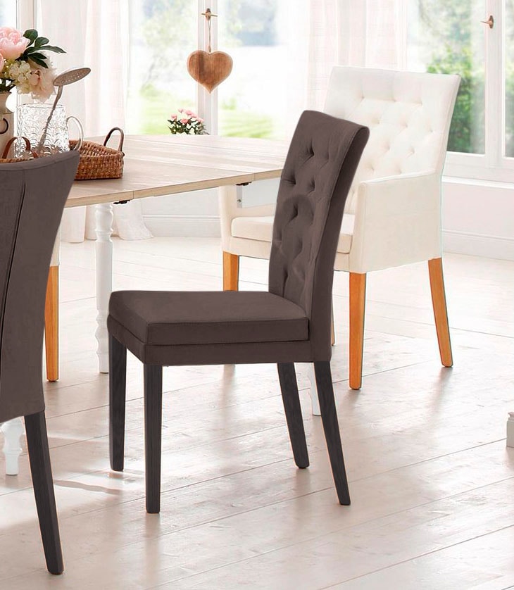 Home affaire 4-Fußstuhl »Colorado«, (Set), 6 St., Luxus-Microfaser, Beine aus Buche, wengefarben lackiert, Im 2er, 4er oder 6er-Set