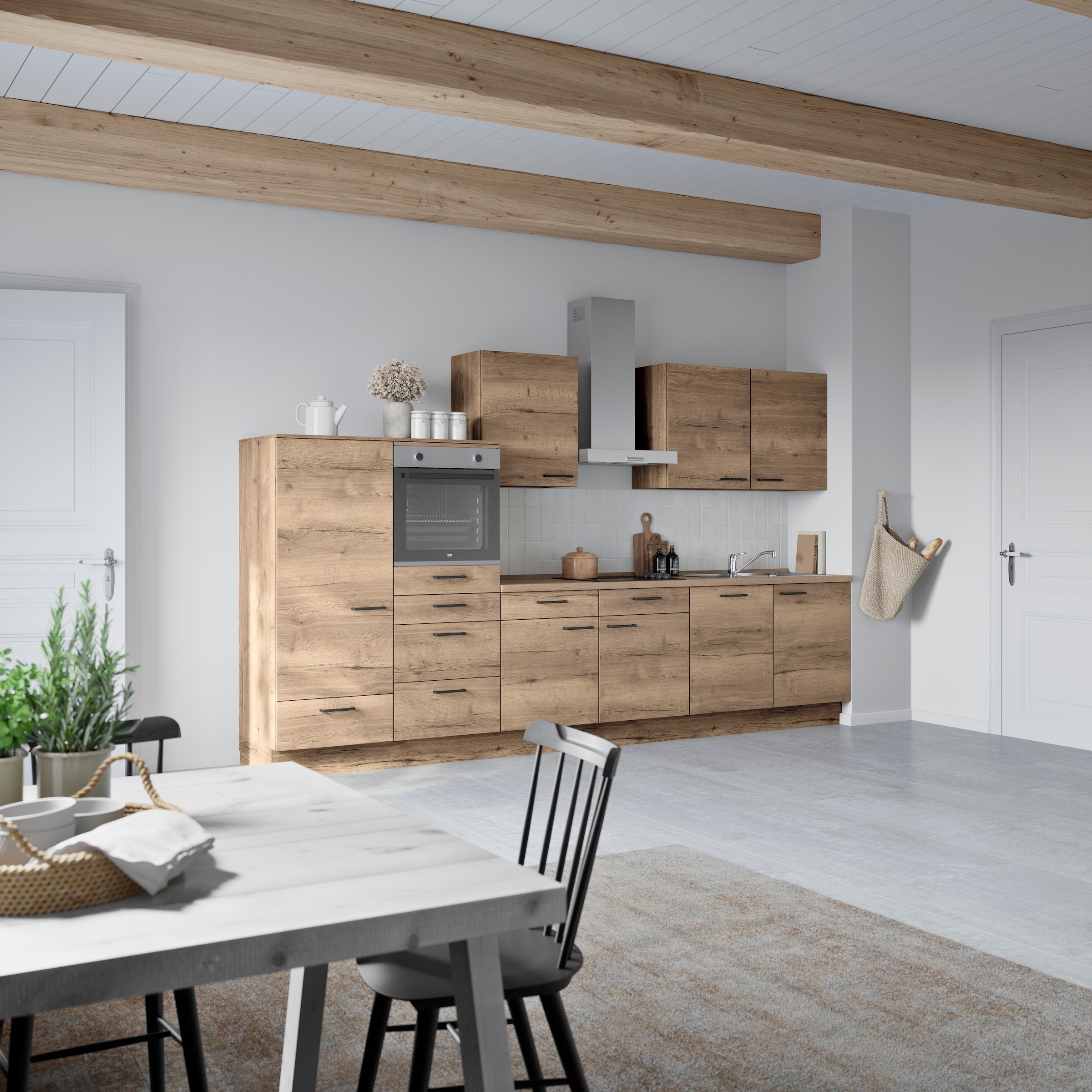 nobilia® Küchenzeile »"Structura I"« vormontiert, Ausrichtung wählbar, Breite 360 cm, wahlw. mit E-Geräten