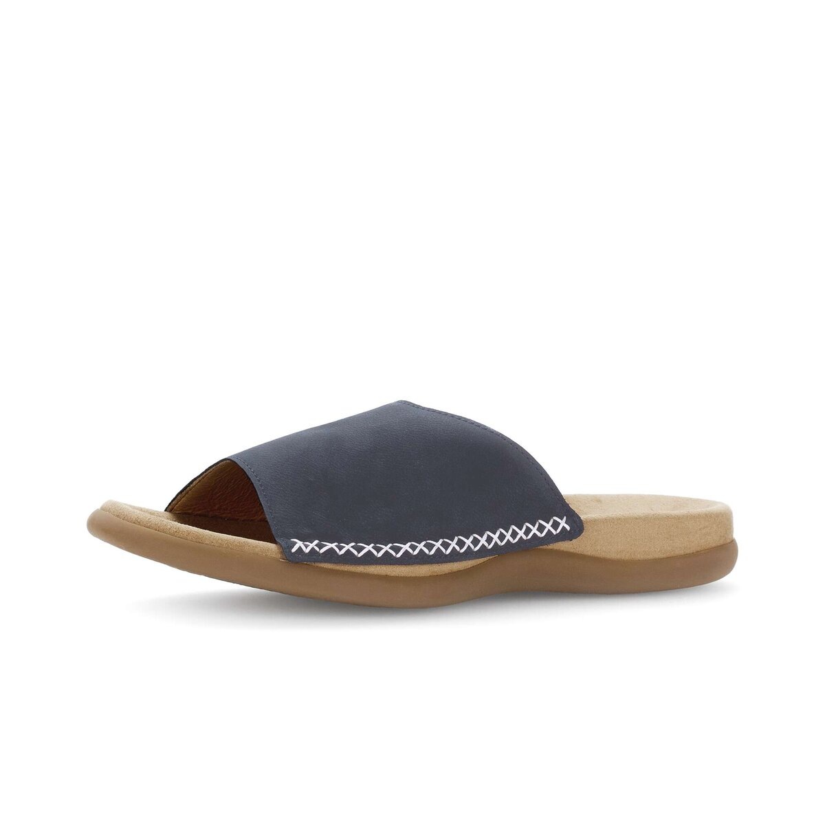 Pantolette GABOR, Damen, Gr. 44 (9,5), blau (nachtblau), Nubukleder, Schuhe Pantolette, Keilabsatz, Sommerschuh, Schlappen in schlichter Form