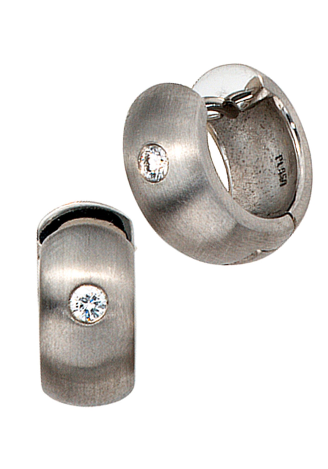 JOBO Paar Creolen »Breite Ohrringe Platinohrringe 13 mm« 950 Platin mit Diamanten