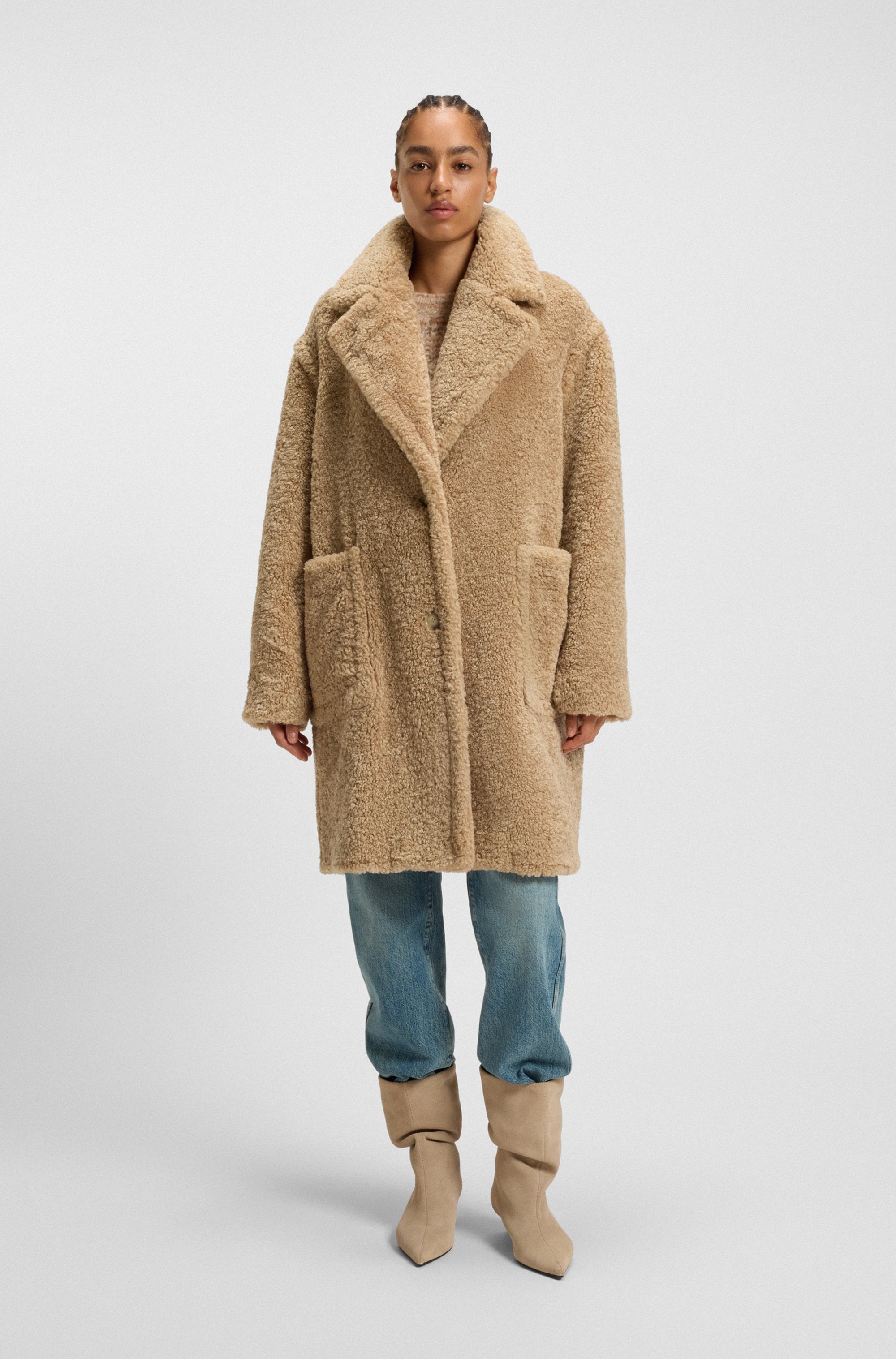 BOSS ORANGE Kurzmantel "Catedy Premium Damenmode", aus softem Teddy, Relaxe günstig online kaufen