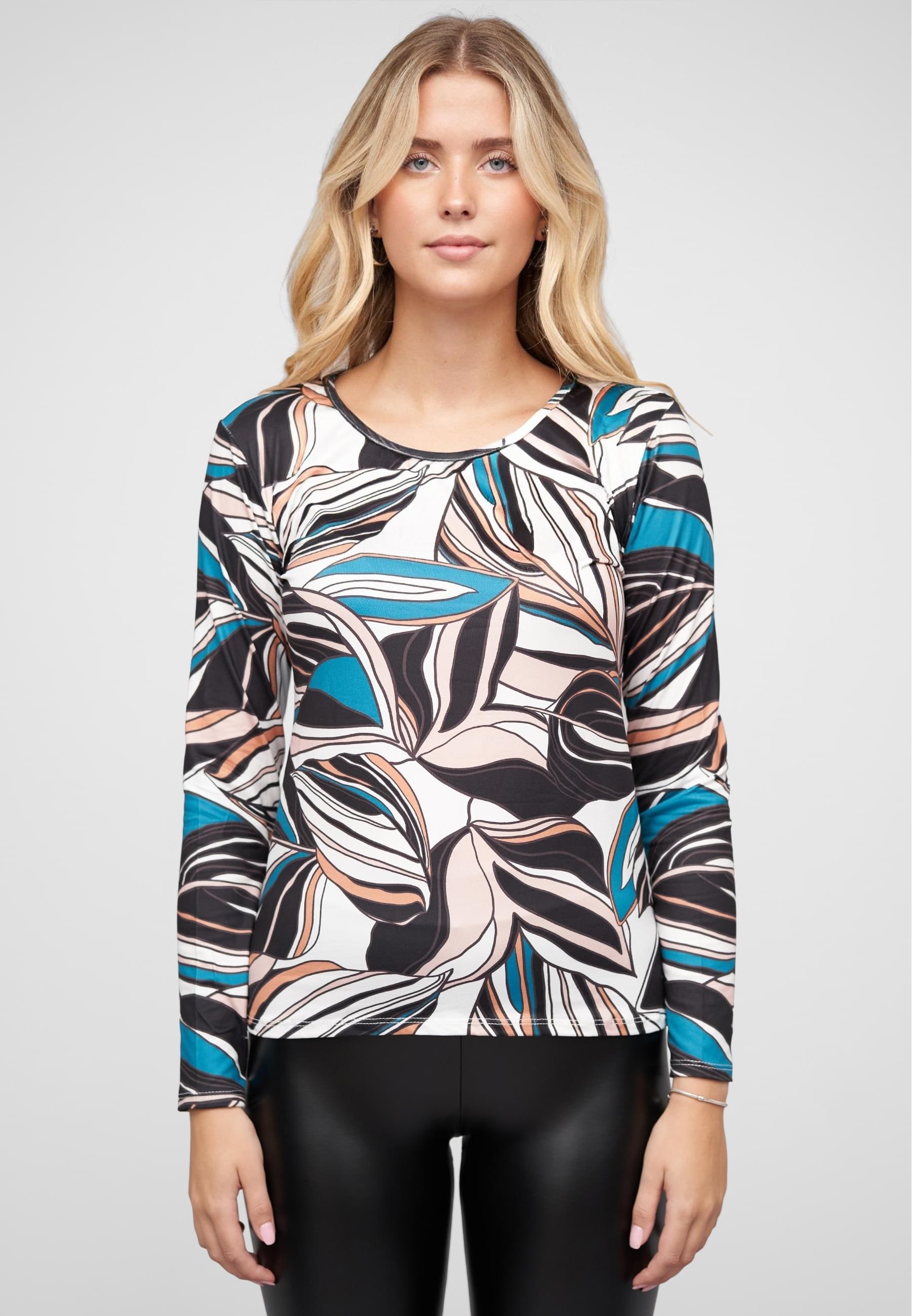 CLOUD 5IVE Longsleeve »CLOUD 5IVE Langarm Top mit Blätter Print«, (1 tlg.)