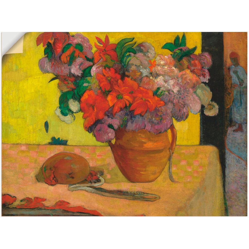 Artland Wandbild »Blumen in Vase und eine Feldflasche«, Arrangements, (1 St.), als Leinwandbild, Wandaufkleber oder Poster in versch. Größen