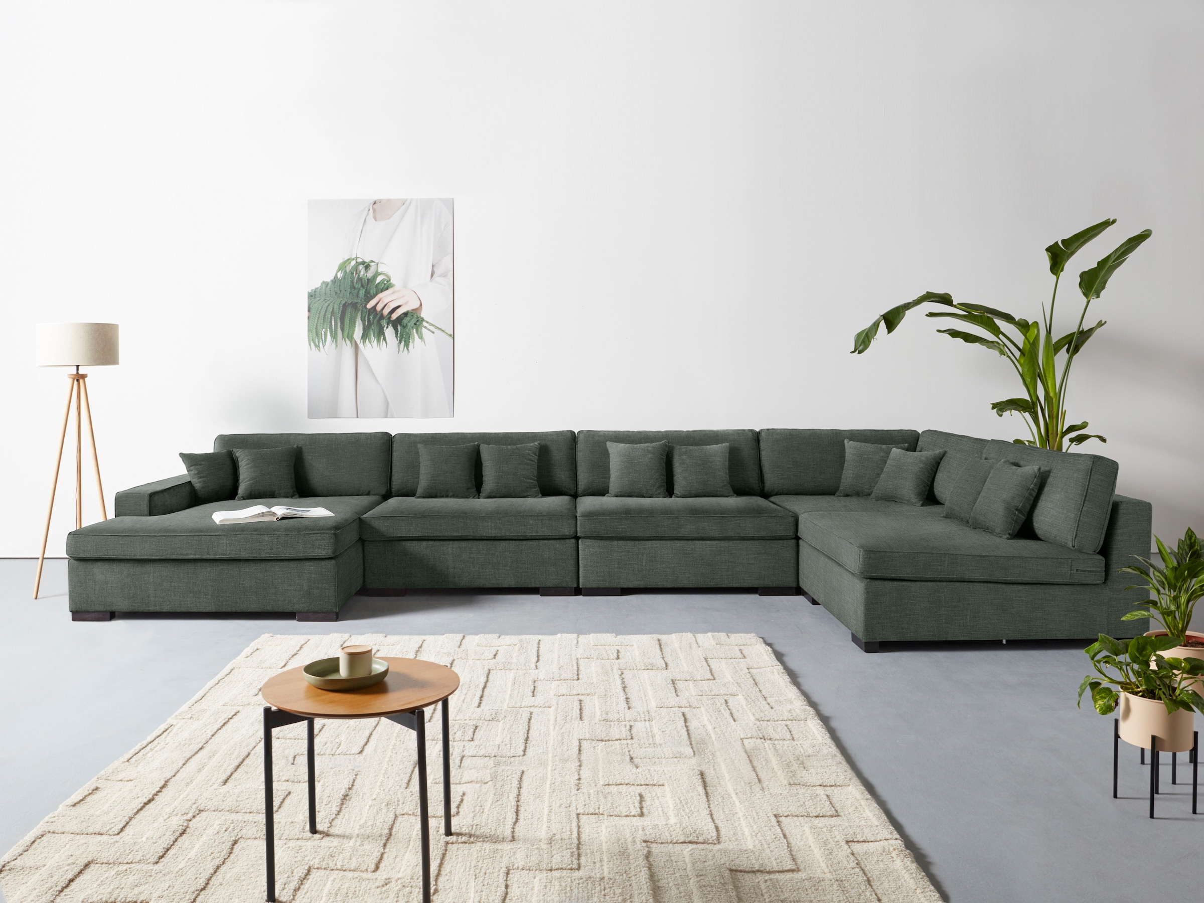 Home affaire Wohnlandschaft "Skara XXL U-Form", Lounge-Sofa XXL mit Federke günstig online kaufen