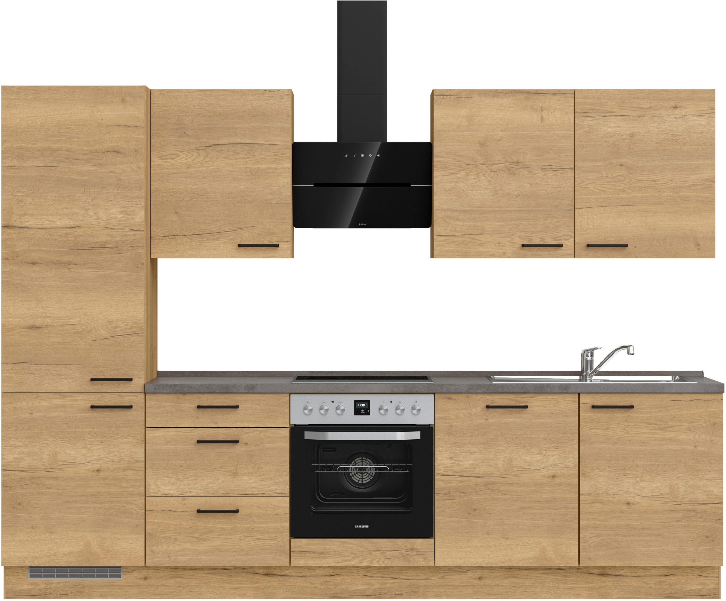 nobilia Küchenzeile ""Structura II", NEU: individuell anpassbar mit gratis Profi-Beratung" vormontiert, Breite 300 cm, Ausrichtung wählbar, wahlw. mit E-Geräten