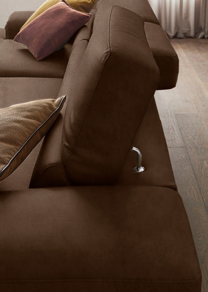 W.SCHILLIG Ecksofa »piedroo, Designsofa mit tollem Sitzkomfort, elegant und bequem, L-Form«, Kopfteilverstellung, wahlweise mit Sitztiefenverstellung, Breite 303cm
