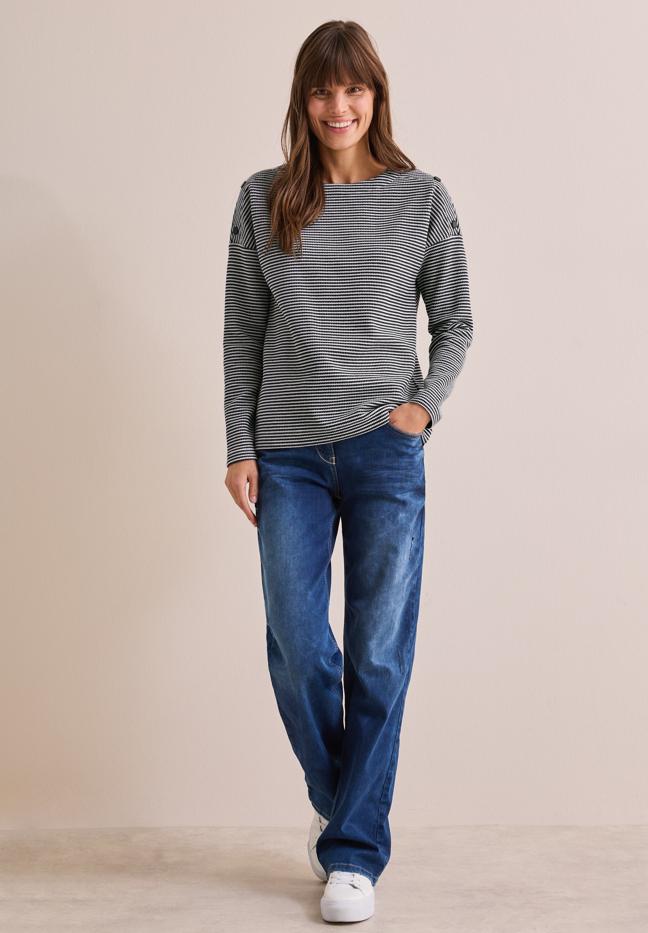 Thumbnail - Cecil Langarmshirt, aus softem Materialmix
