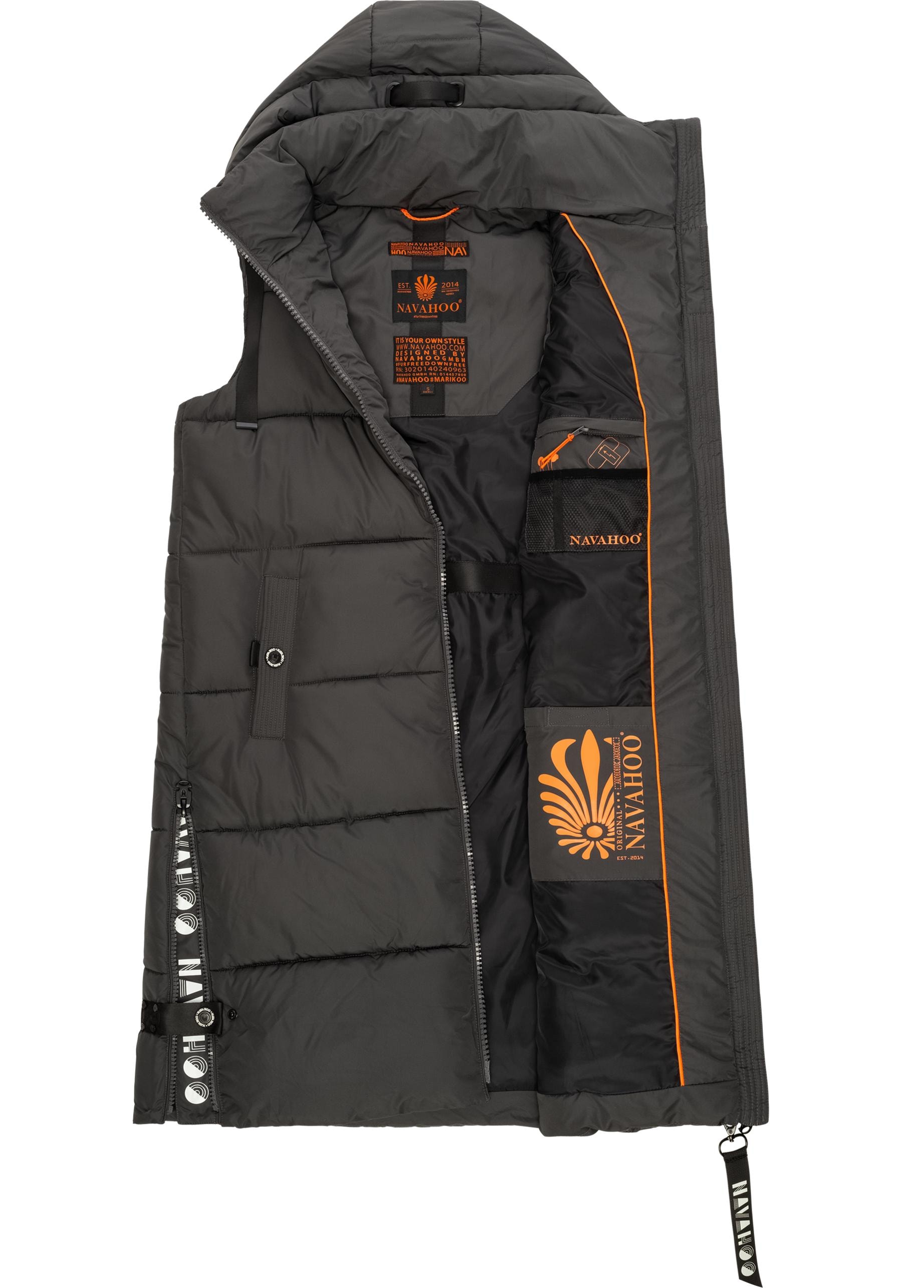 Navahoo Steppweste »Schnuffelchen«, (1 tlg.), warme Damen Outdoor-Weste lang mit Kapuze