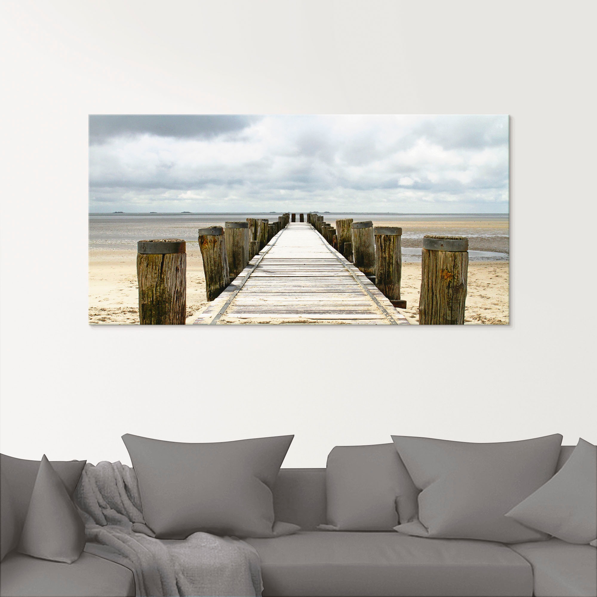 Artland Glasbild »Steg ins Watt«, Strand, (1 St.), in verschiedenen Größen