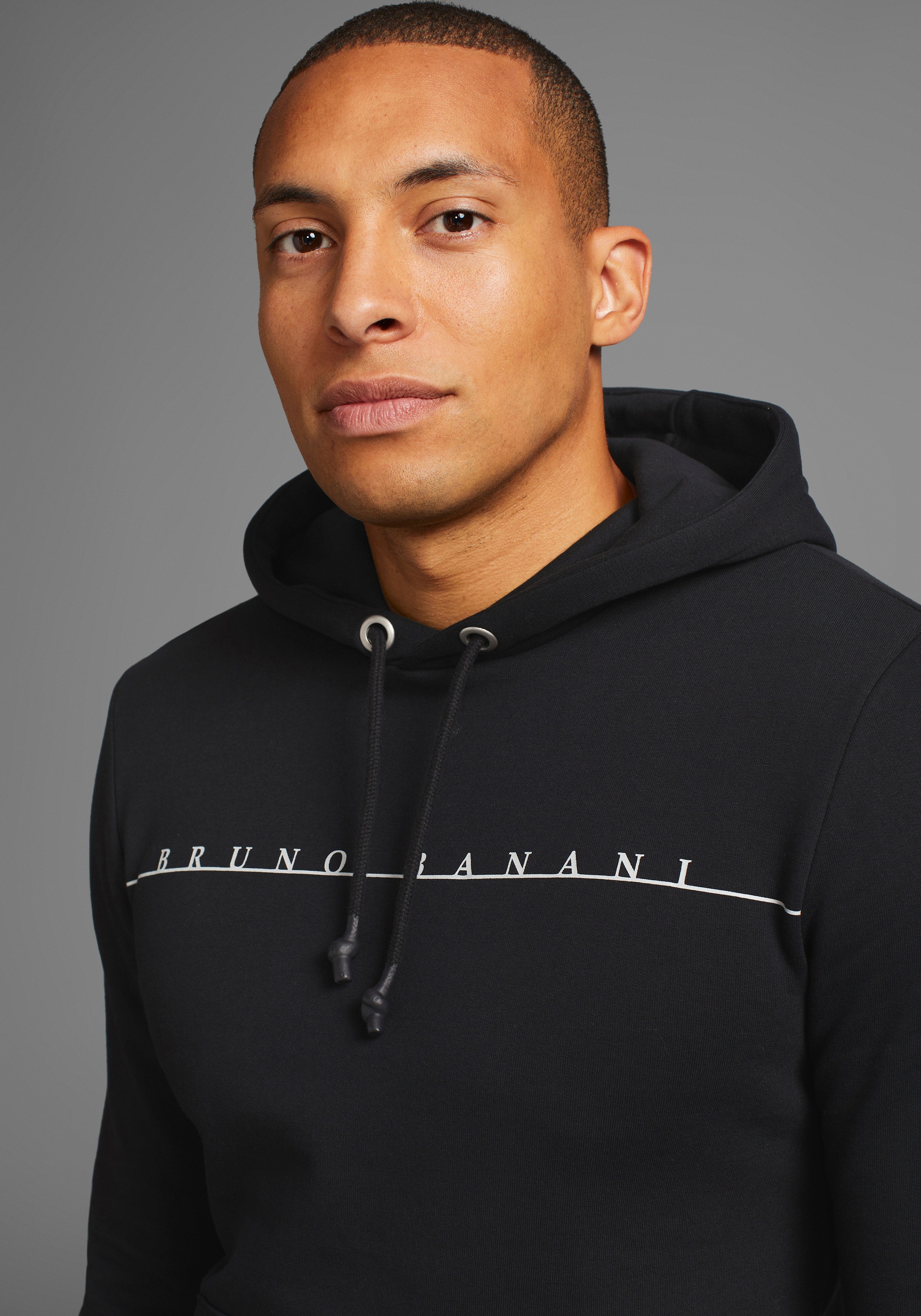 Kapuzensweatshirt BRUNO BANANI, Herren, Gr. XXL (60/62), blau (schwarz), Obermaterial: 60% Baumwolle, 40% Polyester, normal, Sweatshirts, mit modernem Logodruck 2