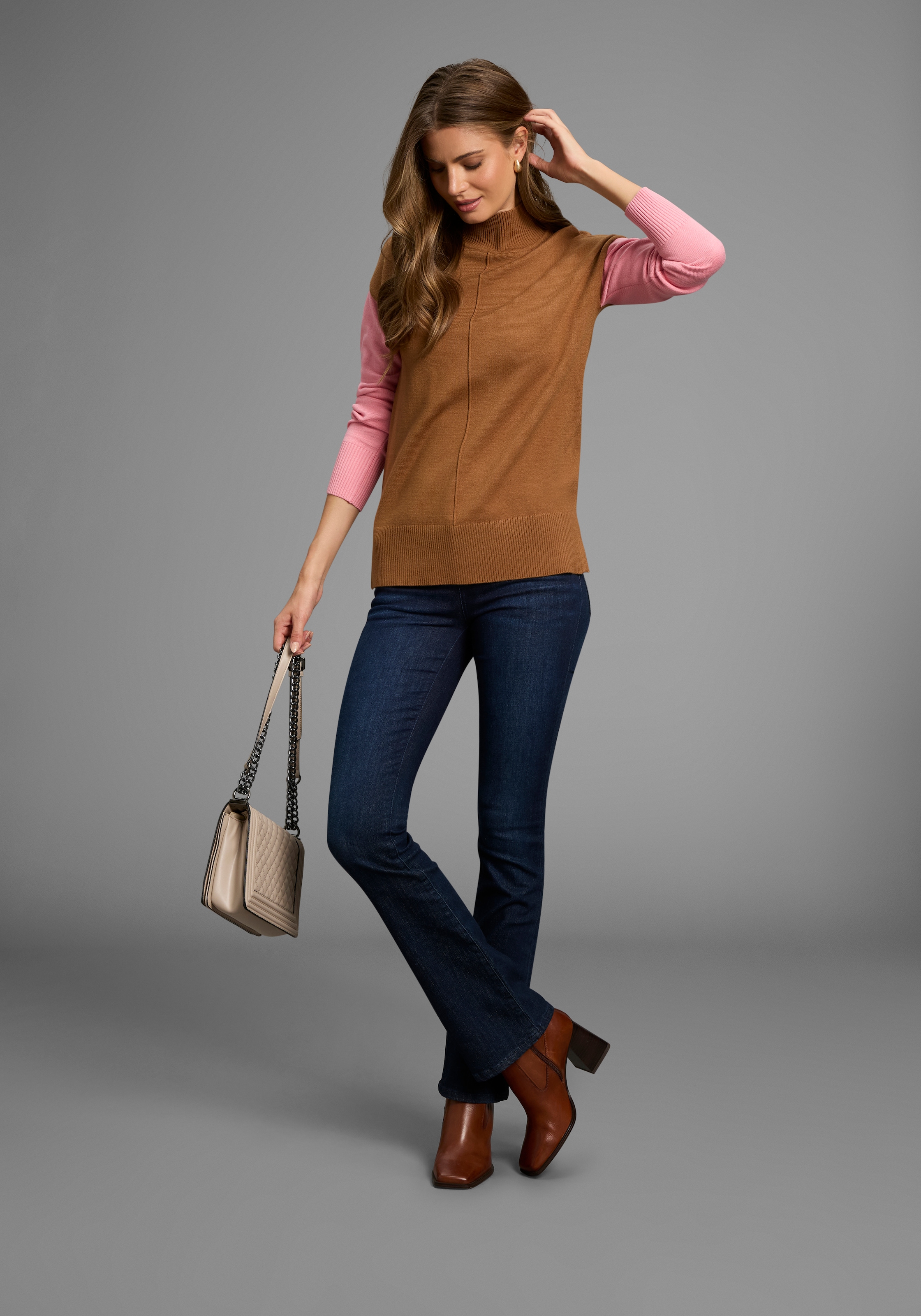 HECHTER PARIS Rollkragenpullover, mit Kontrastarm - NEUE KOLLEKTION