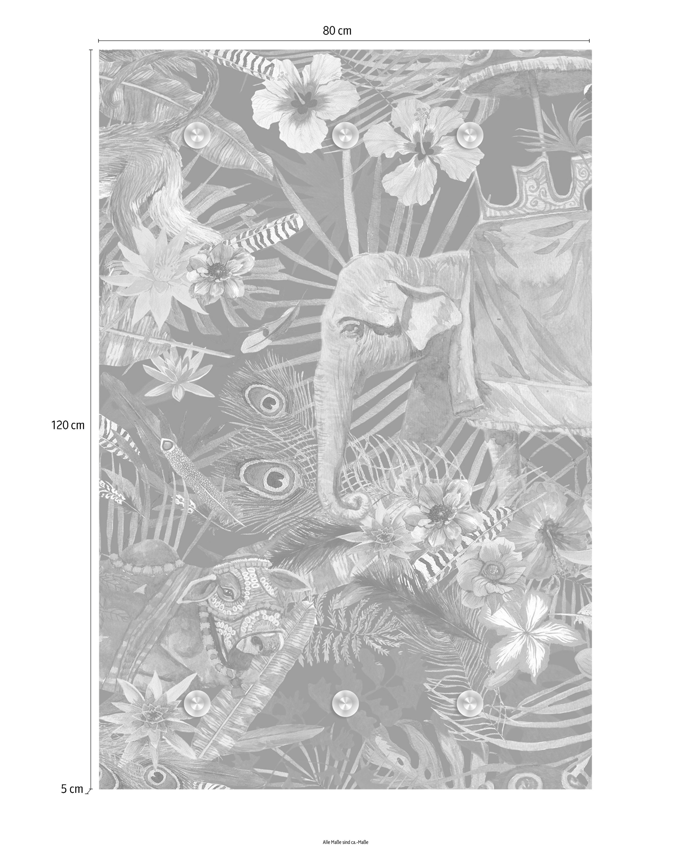 queence Garderobenleiste »Dschungel«, mit 6 Haken, 80 x 120 cm