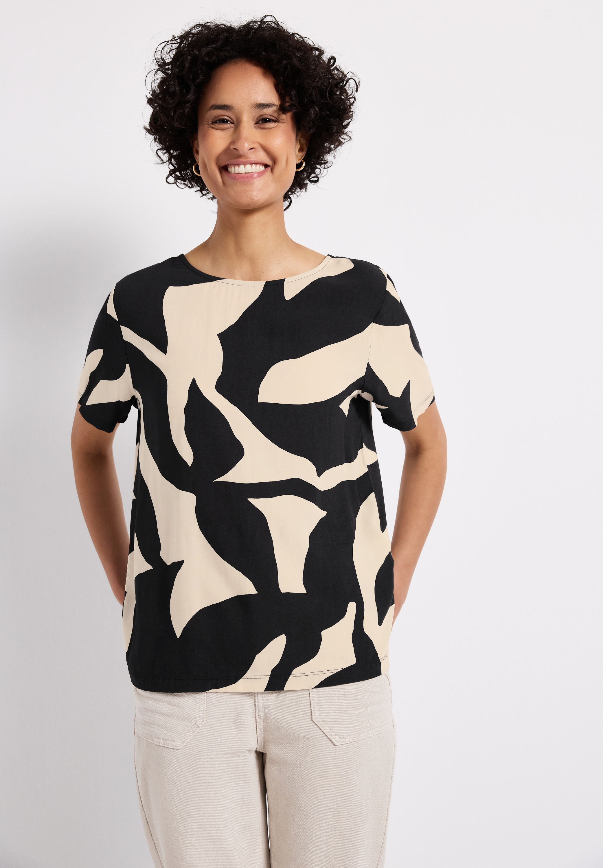 STREET ONE Print-Shirt, mit Bänder-Detail am Rücken und grafischem Muster günstig online kaufen