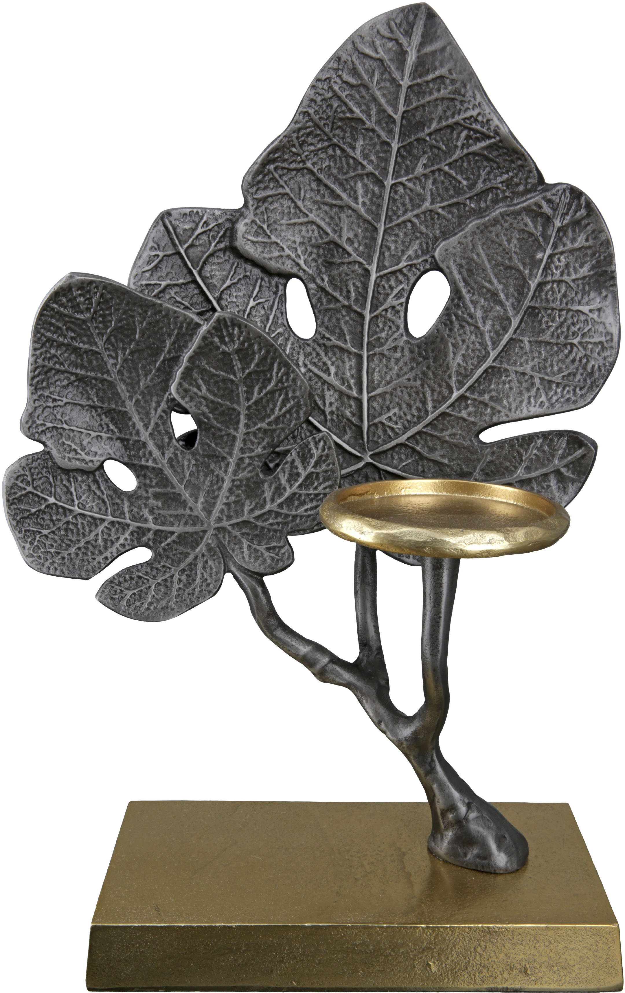 GILDE Kerzenleuchter "Leaf" Kerzenhalter aus Aluminium, 1-flammig