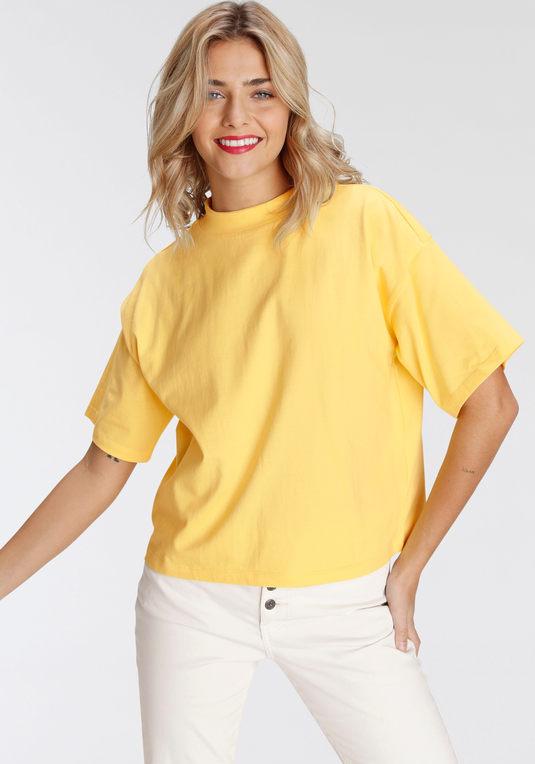 AJC Oversize-Shirt, mit modisch breitem Rippen-Rundhalsausschnitt für  kaufen | BAUR | V-Shirts