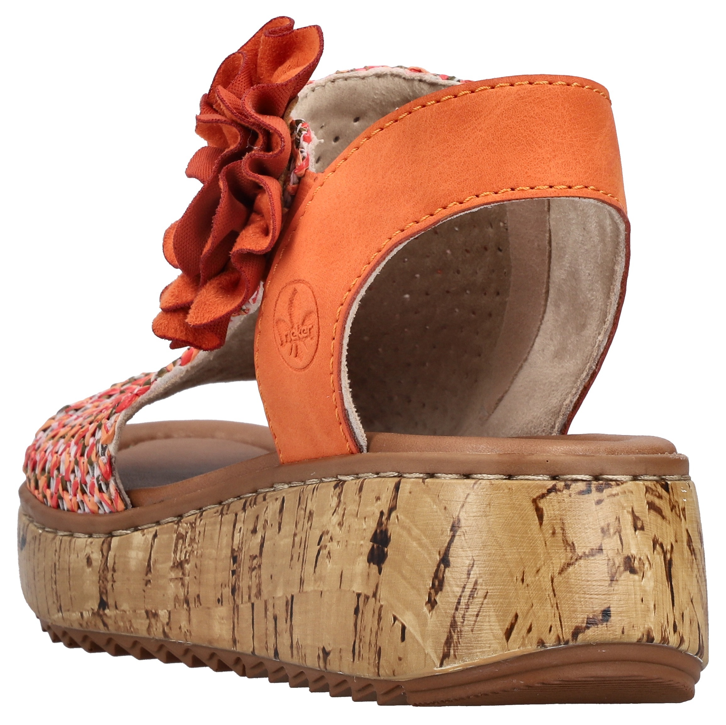 Rieker Plateausandale  Schaftsandale, Sommerschuh mit großer Blüte und Innenreißverschluss