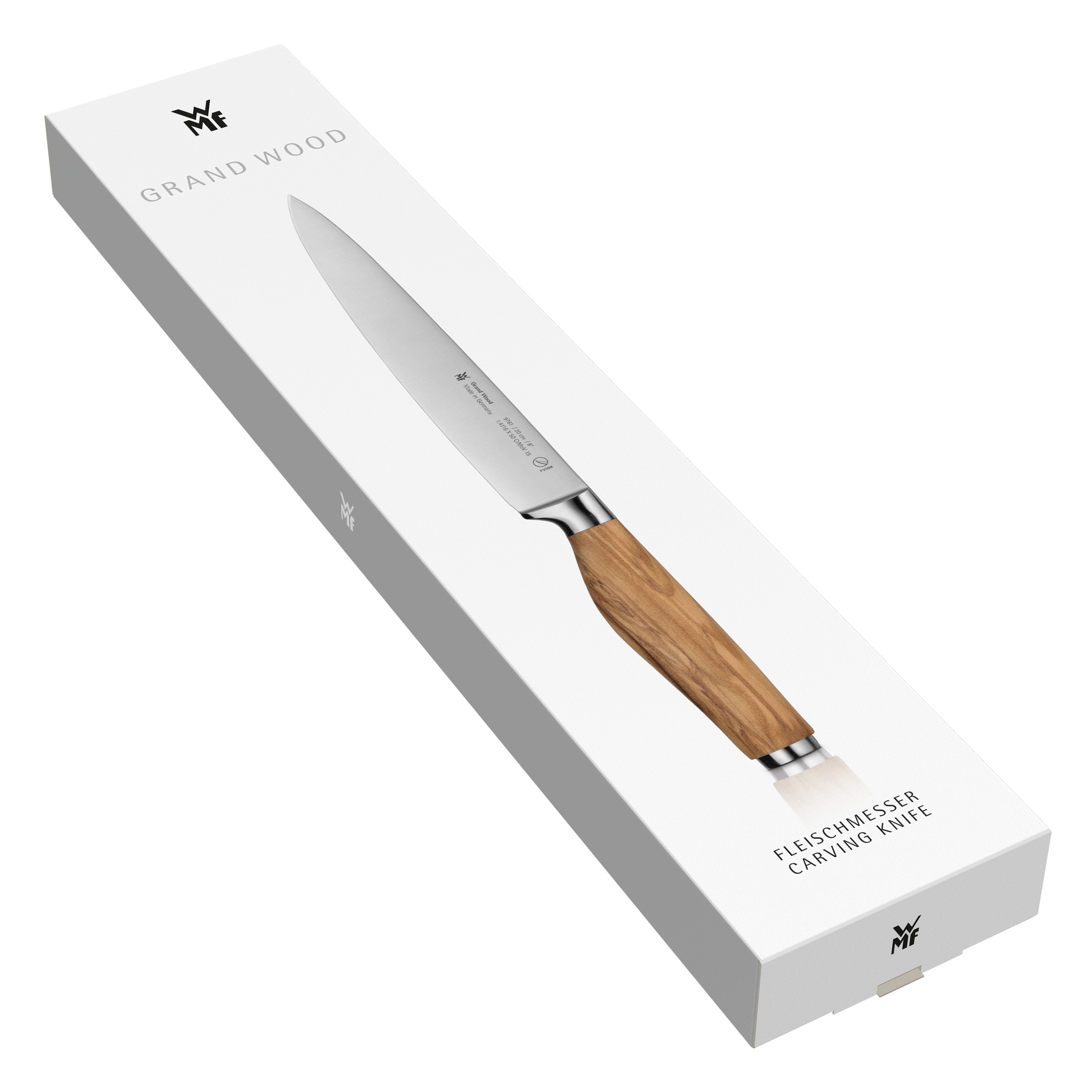 WMF Fleischmesser »Grand Wood«, (1 tlg.), 20 cm, Olivenholzgriff, handgeschmiedeter Spezialklingenstahl