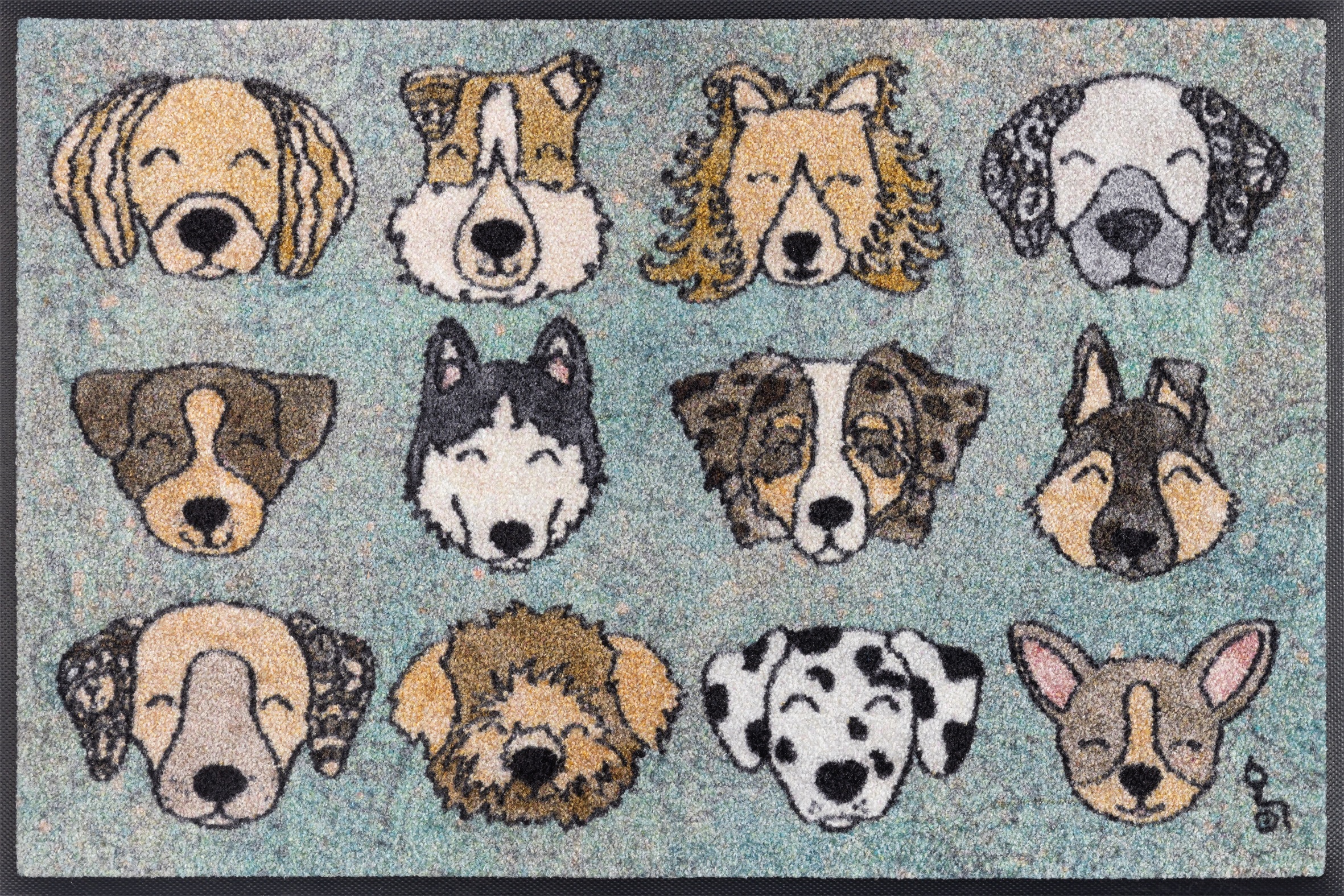 wash+dry by Kleen-Tex Fußmatte "Glückshunde" rechteckig 7 mm Höhe günstig online kaufen