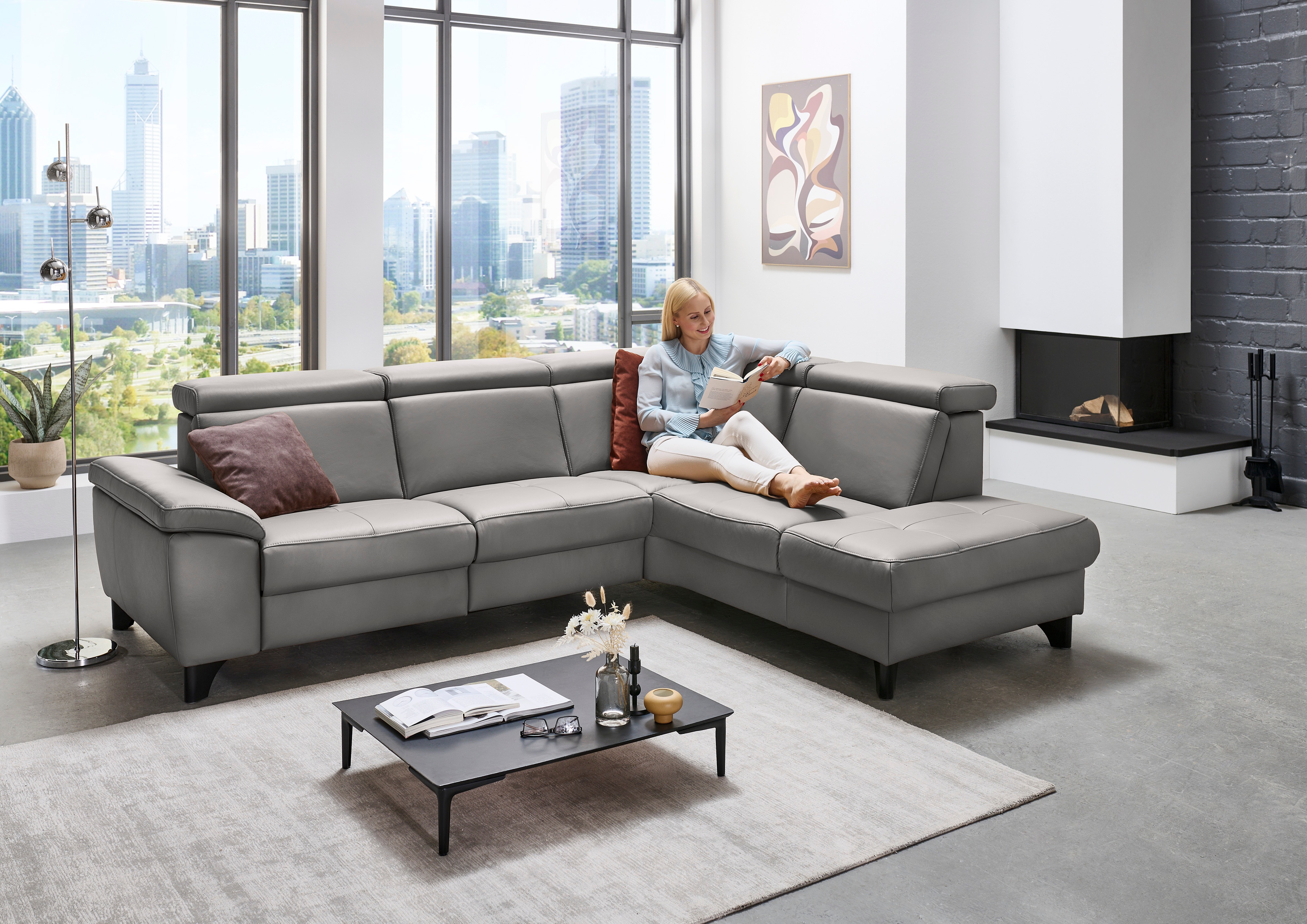Thumbnail - Die PlanBar Ecksofa "PN-EM23166 L-Form", optional mit Kopfteilverstellung und Stauraum