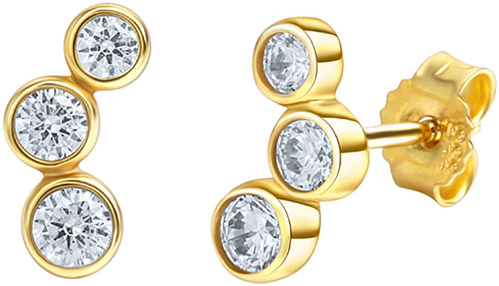Paar Ohrstecker FIRETTI "Schmuck Geschenk, Ohrringe Triologie, Gold 333", gold (gelbgoldfarben, kristallweiß, kristallweiß), Ohrringe, Damen, Gelbgold 333, mit Zirkonia (synth.)