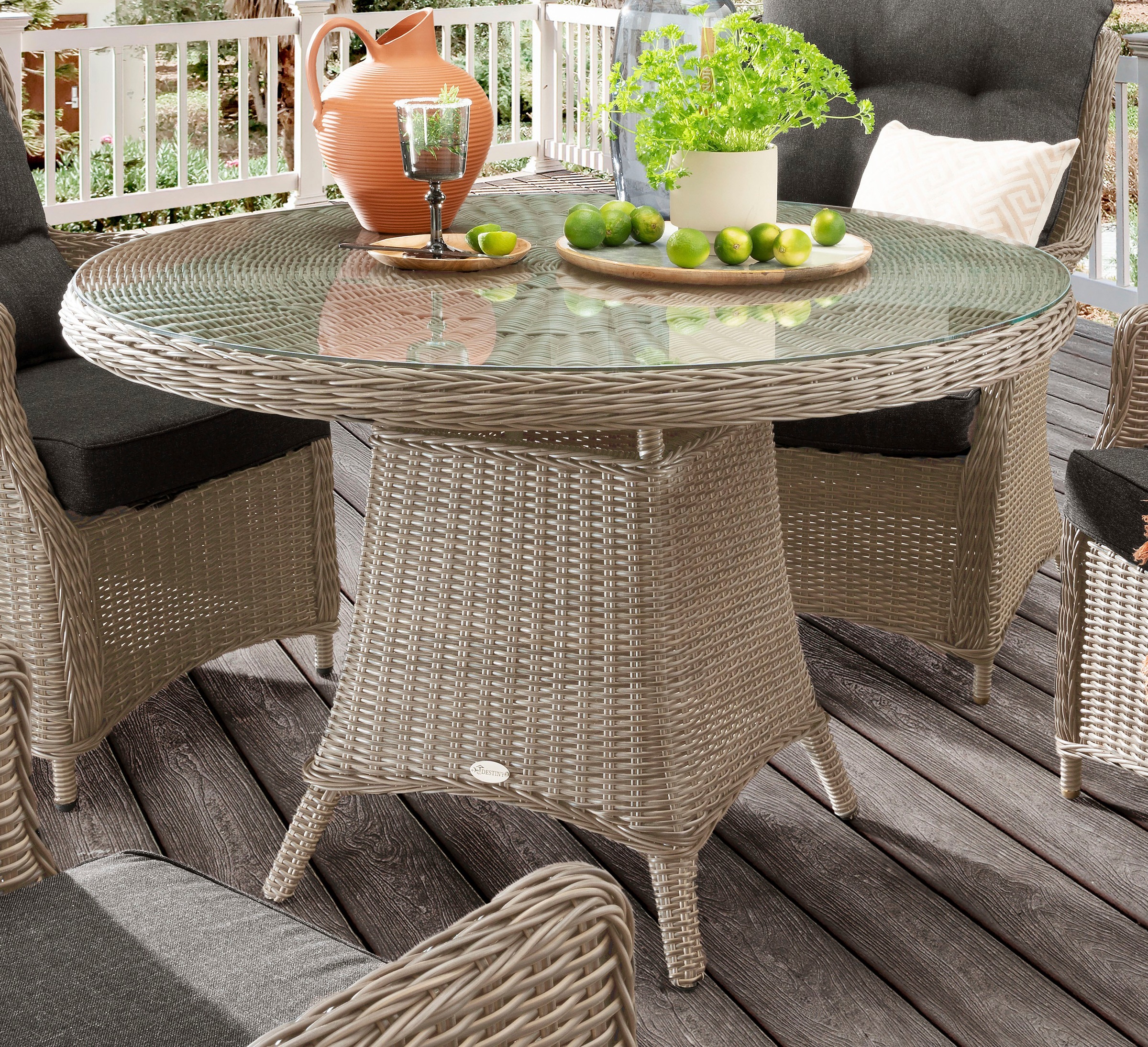 LUNA«, 4 Tisch tlg.), Garten-Essgruppe 13 120x75cm, BAUR + Destiny Ø | Sessel inkl. »CASA Polyrattan, Auflagen (Set,