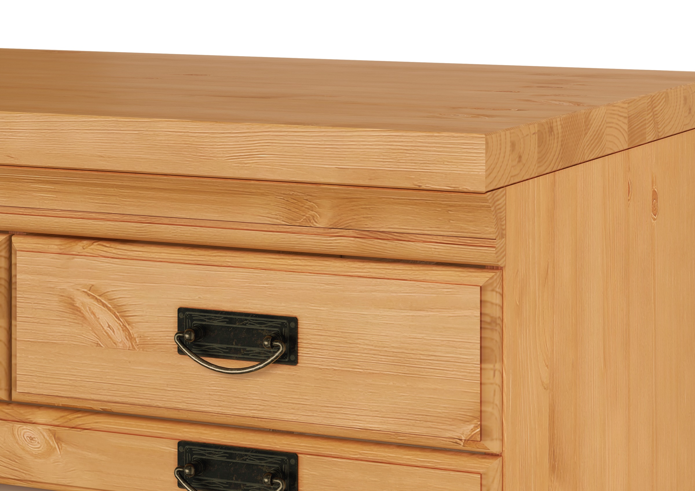 Home affaire Unterschrank »Rügen«, Breite 80 cm, Kiefer massiv, Schubkästen mit Glaseinsatz