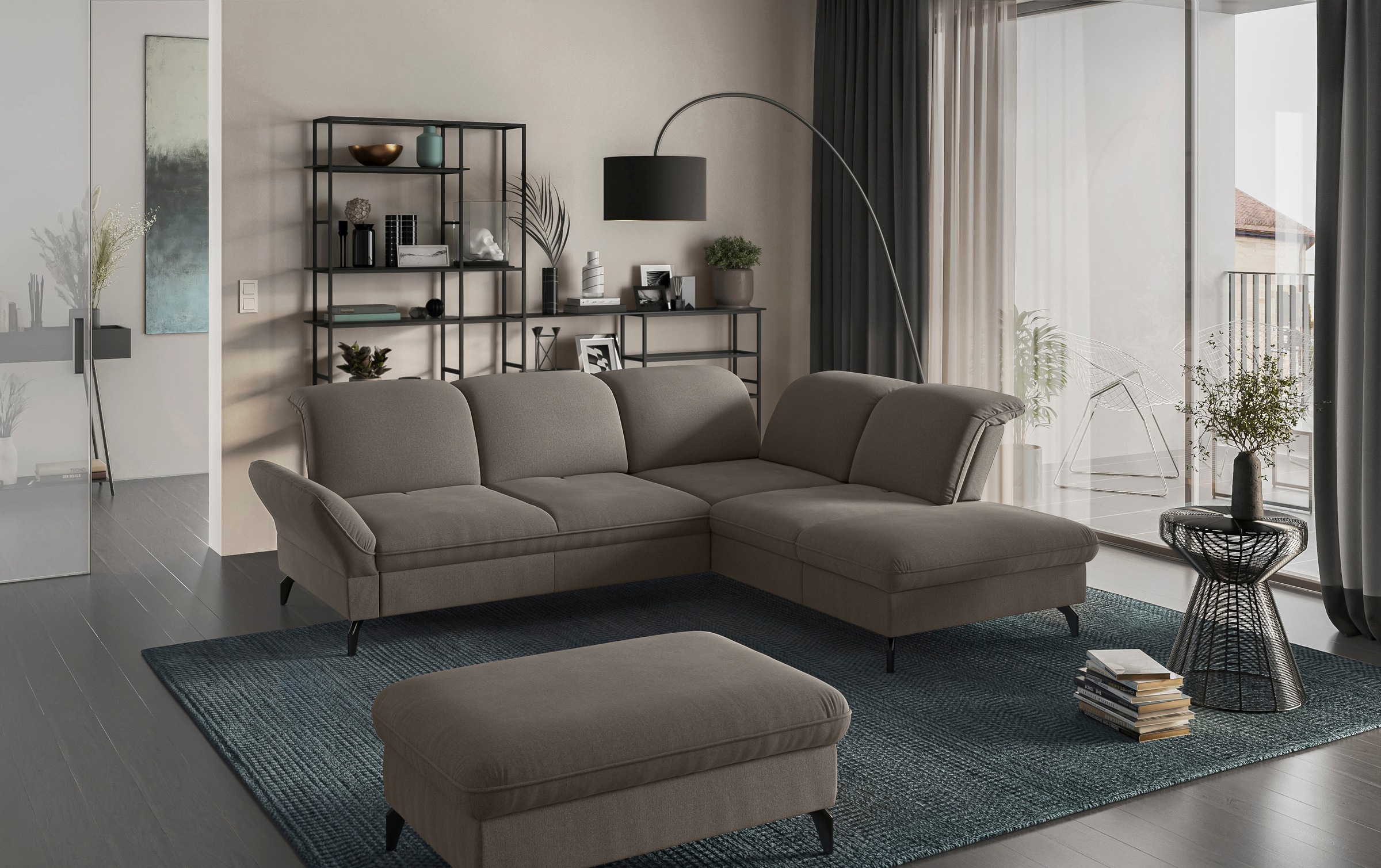 sit&more Ecksofa »Leandro L-Form« Wahlweise mit Bett- , Kopfteil - und Armlehnfunktion, sowie Stauraum