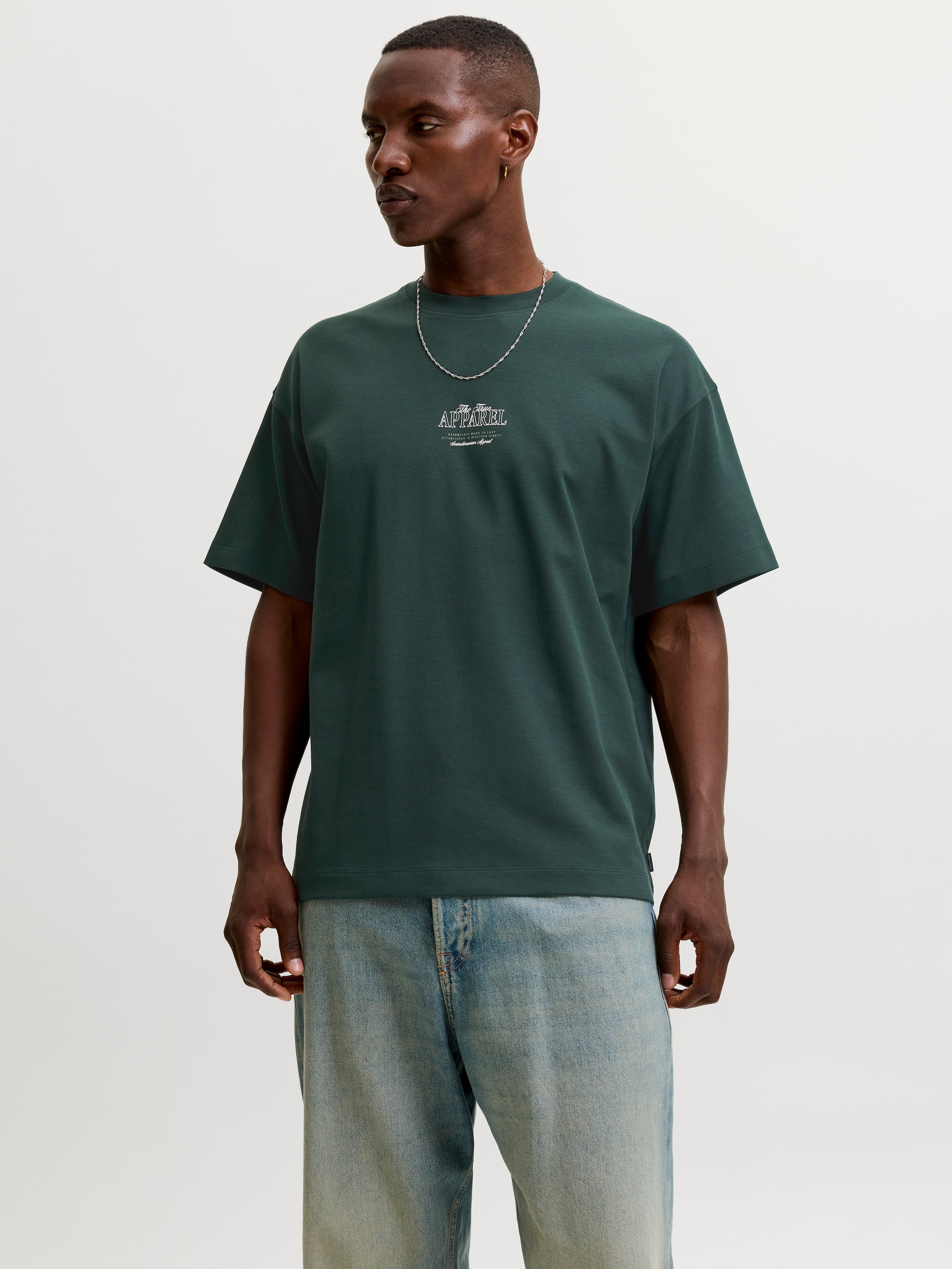 Jack & Jones T-Shirt "JJEBARRON STUDIO TEE SS O-NECK SN" Baumwollmischung, loose fit
