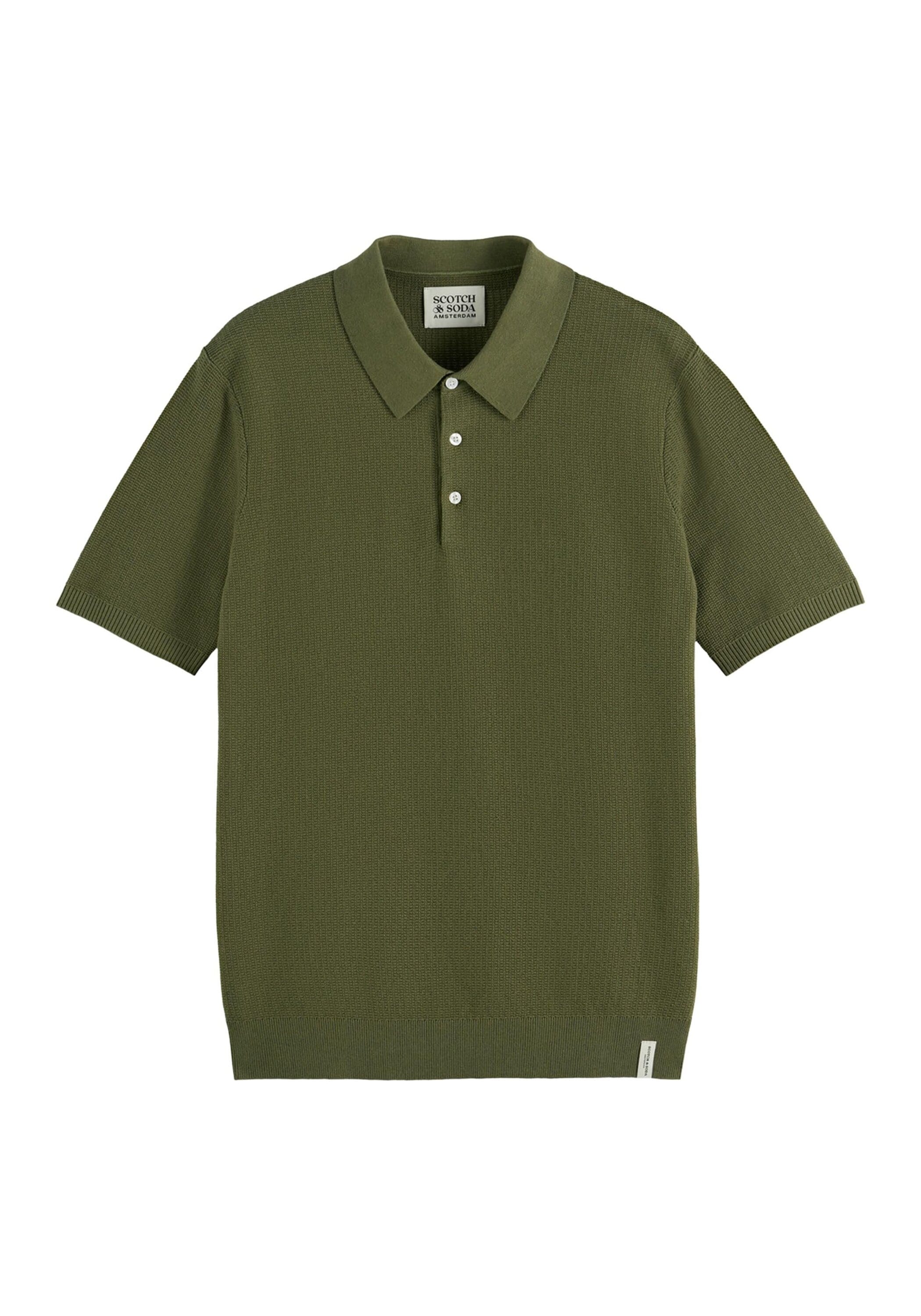 Poloshirt SCOTCH & SODA "Poloshirt Core Structured Knitted Regular Fit Polo 1er Pack", Herren, Gr. M, grün, Obermaterial: 100% Baumwolle CO., Shirts 2