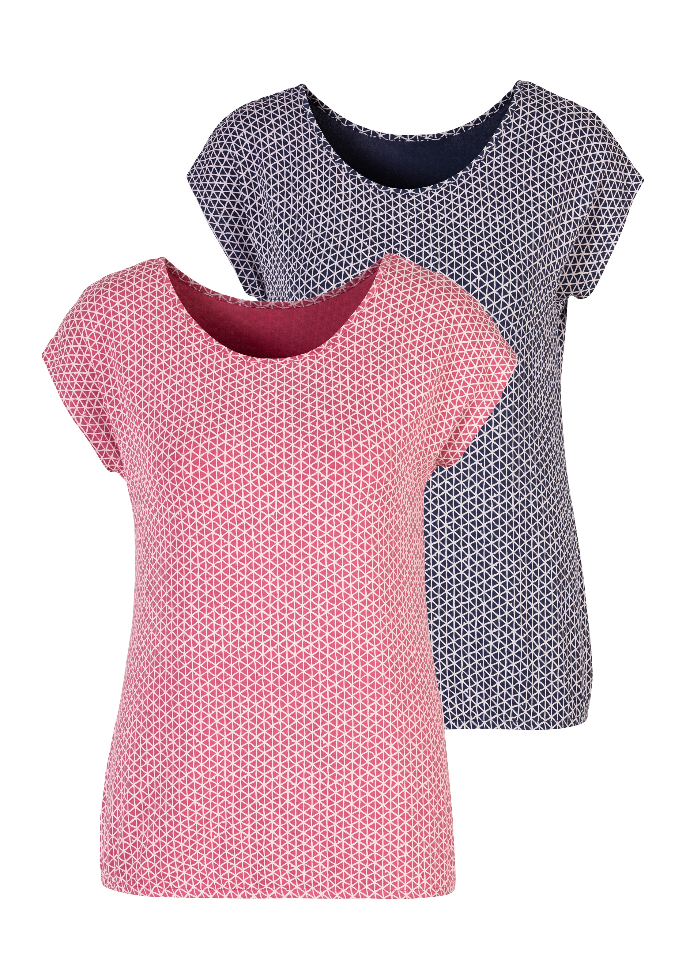 Vivance T-Shirt (2er-Pack) mit elastischem Saum