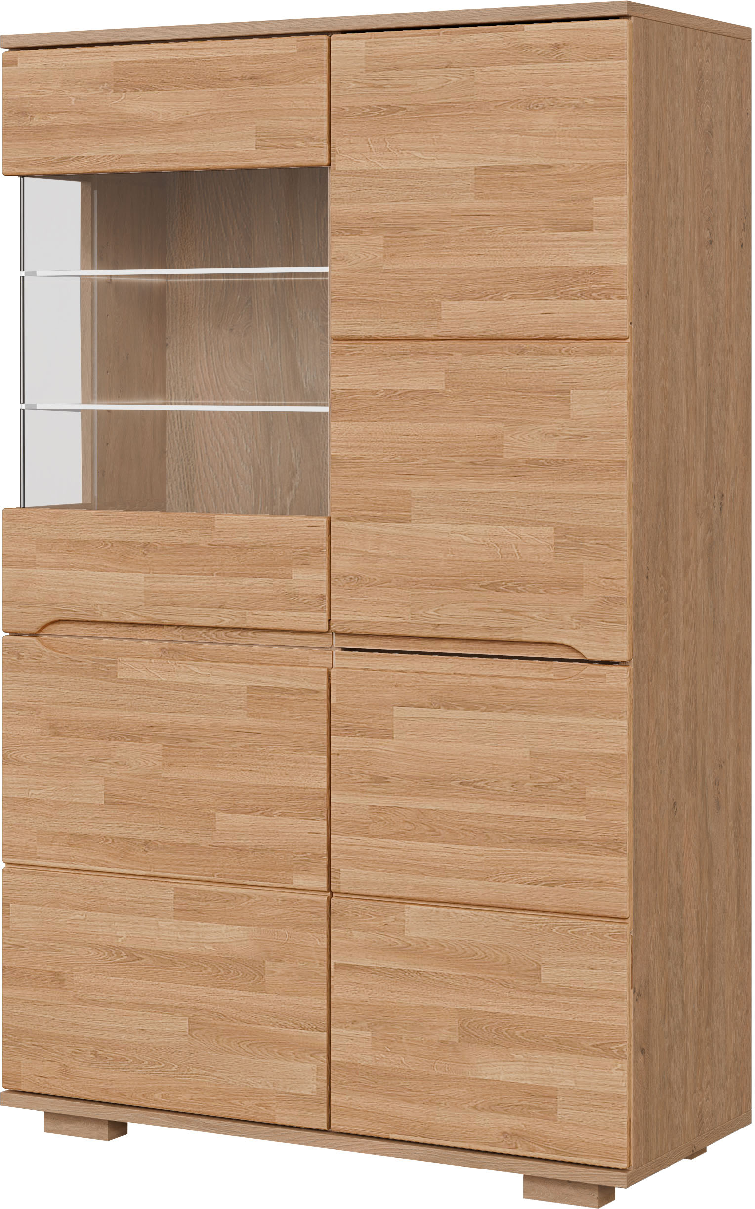 OTTO home Vitrine "VETRO: Fronten aus Massivholz, Korpus aus Melamin,Griffmulden" Eiche B/T/H:90/40/145,5cm,6Variable einlegeboden,10 Fächer,Glastür