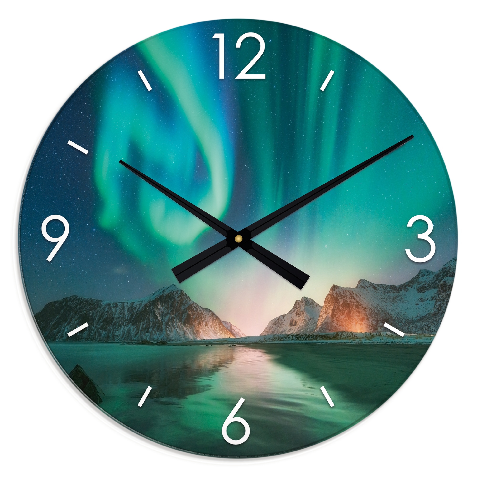 Artland Wanduhr "XXL Ø 50 cm Auroraborialis Polarlicht", lautlos ohne Tickg günstig online kaufen