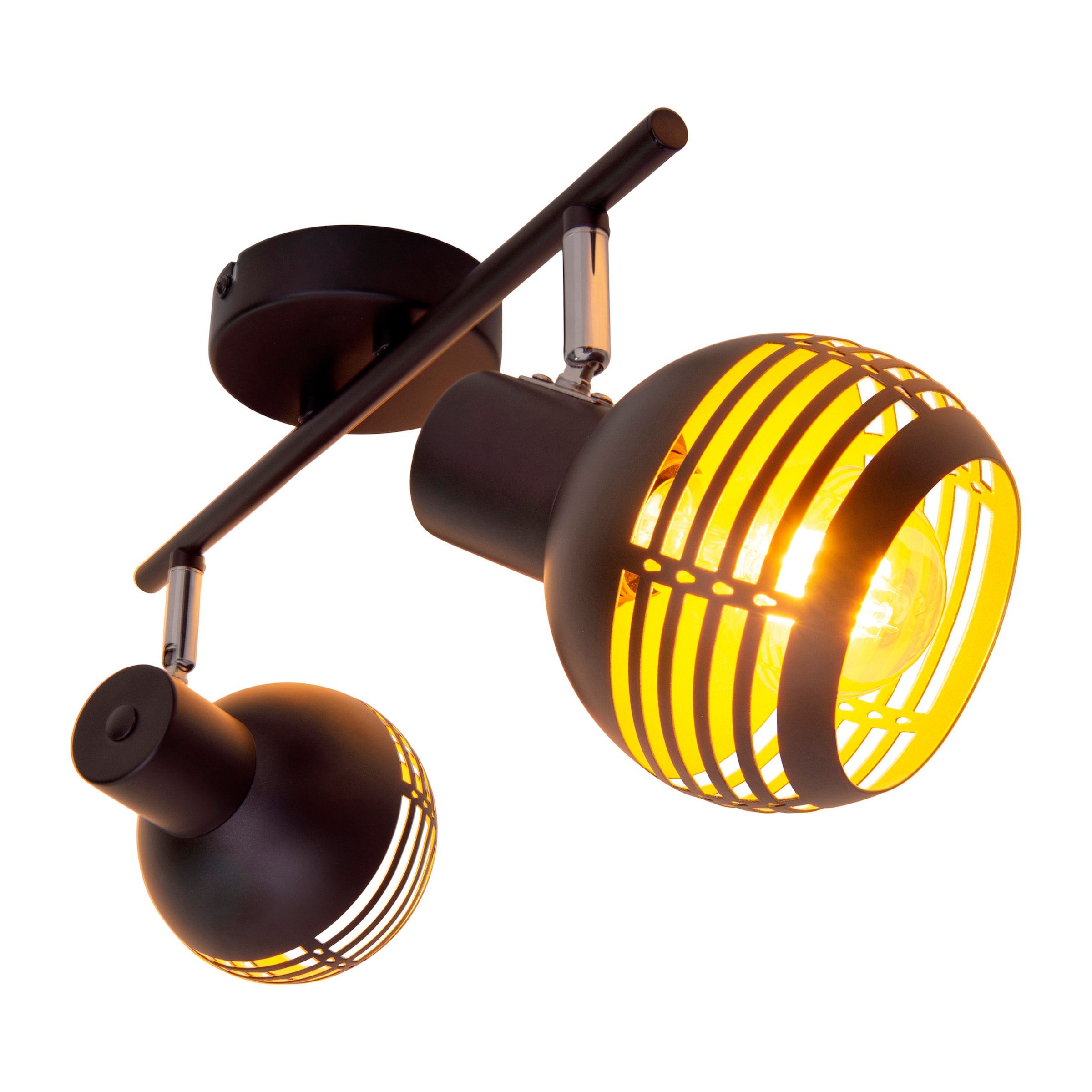 näve Deckenspots »Casco« E27 1 Stk. 2er Wand-/Deckenleuchte, schwarz, innen golden, exkl. 2x E27, L: 36cm