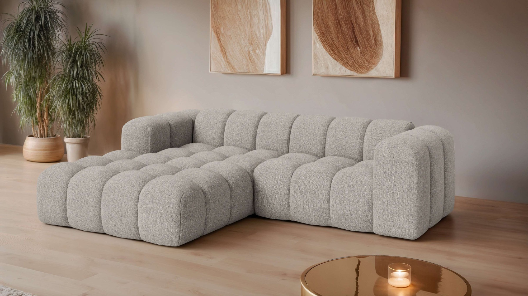 OTTO home Ecksofa "KALLIE Design-Sofa mit Wellenunterfederung, Bubble-Optik günstig online kaufen