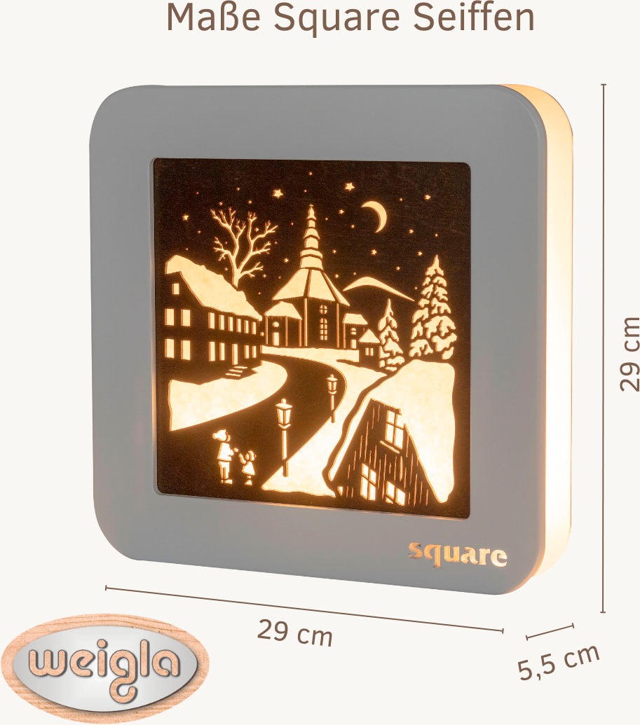 Weigla LED-Bild "Square Standbild Seiffen, Batterie & Timer, WEIẞ-BRAUN", ( günstig online kaufen