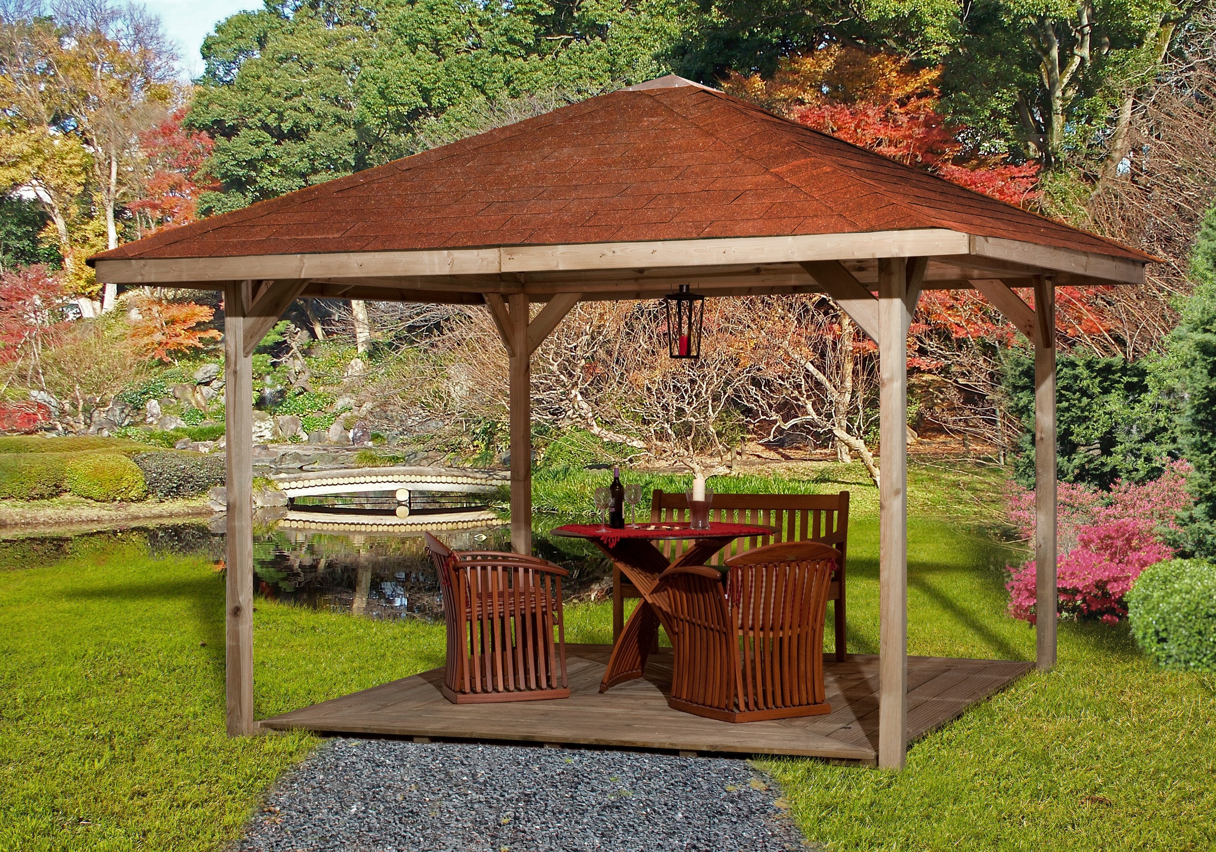 weka Pavillon "Paradies 3" BxT: 433x433 cm, inkl. Dachschindeln und Pfosten günstig online kaufen