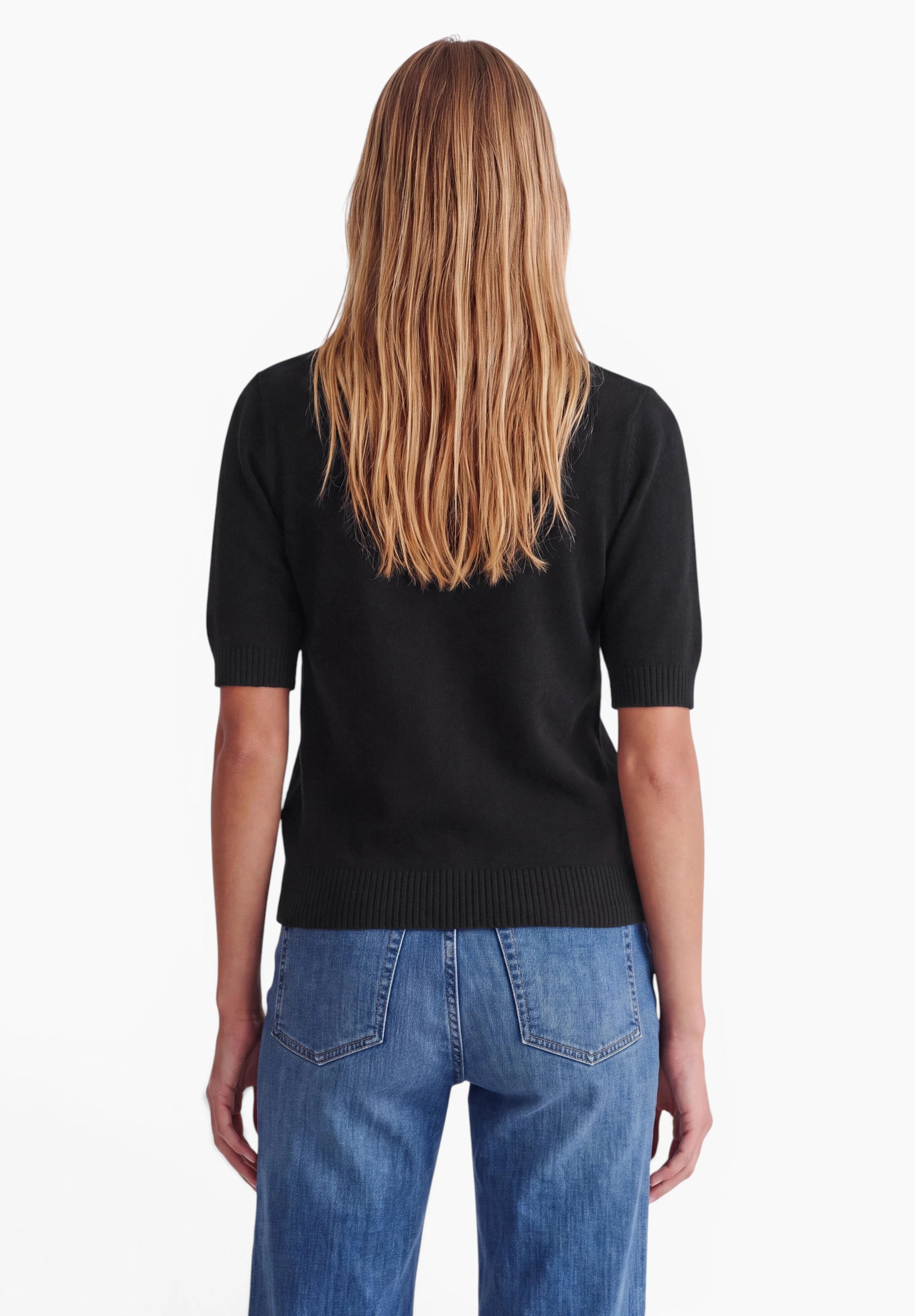 STREET ONE STUDIO Kurzarmpullover mit gerafften Ärmeln
