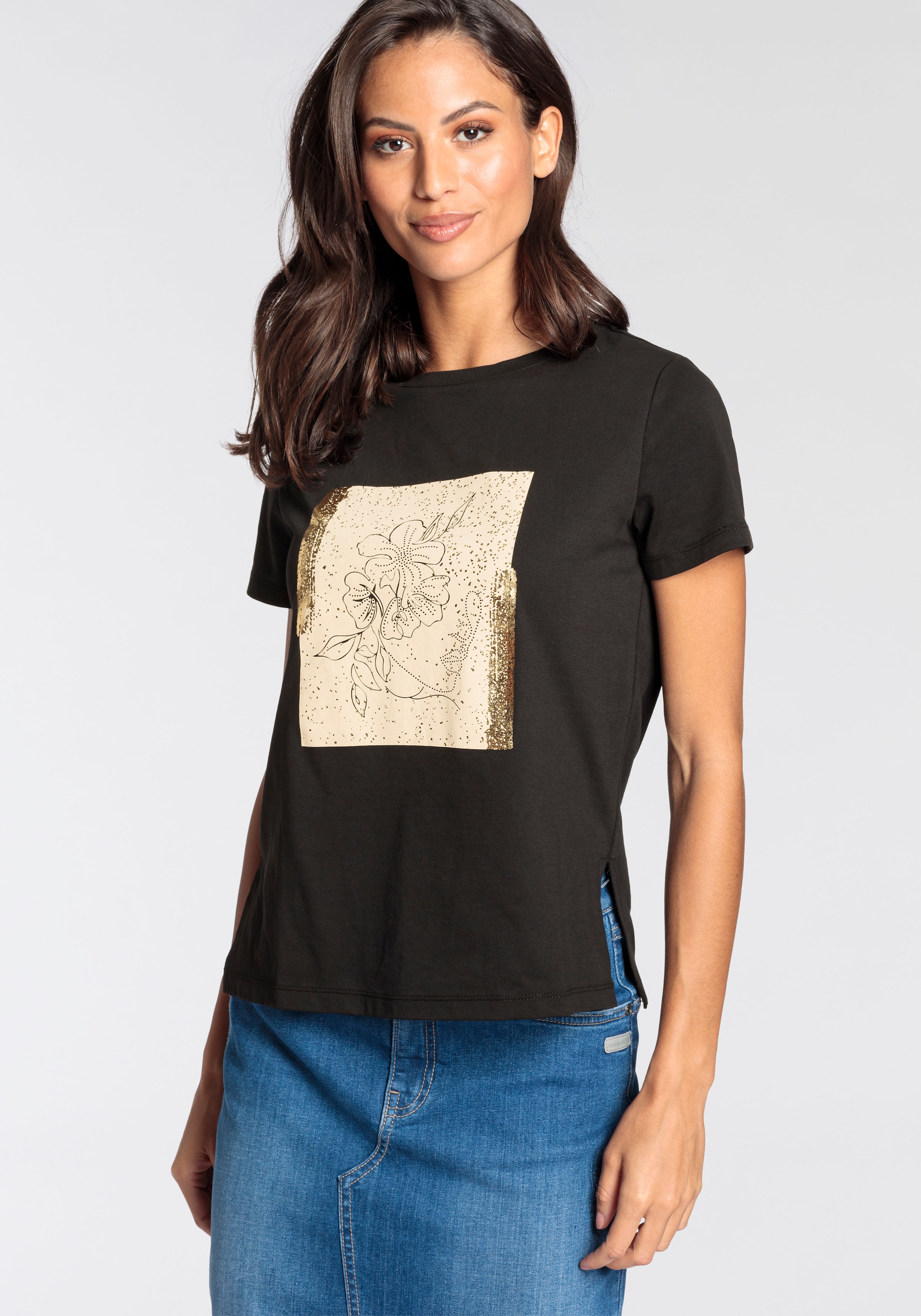 Laura Scott T-Shirt, mit goldfarbenen Print günstig online kaufen