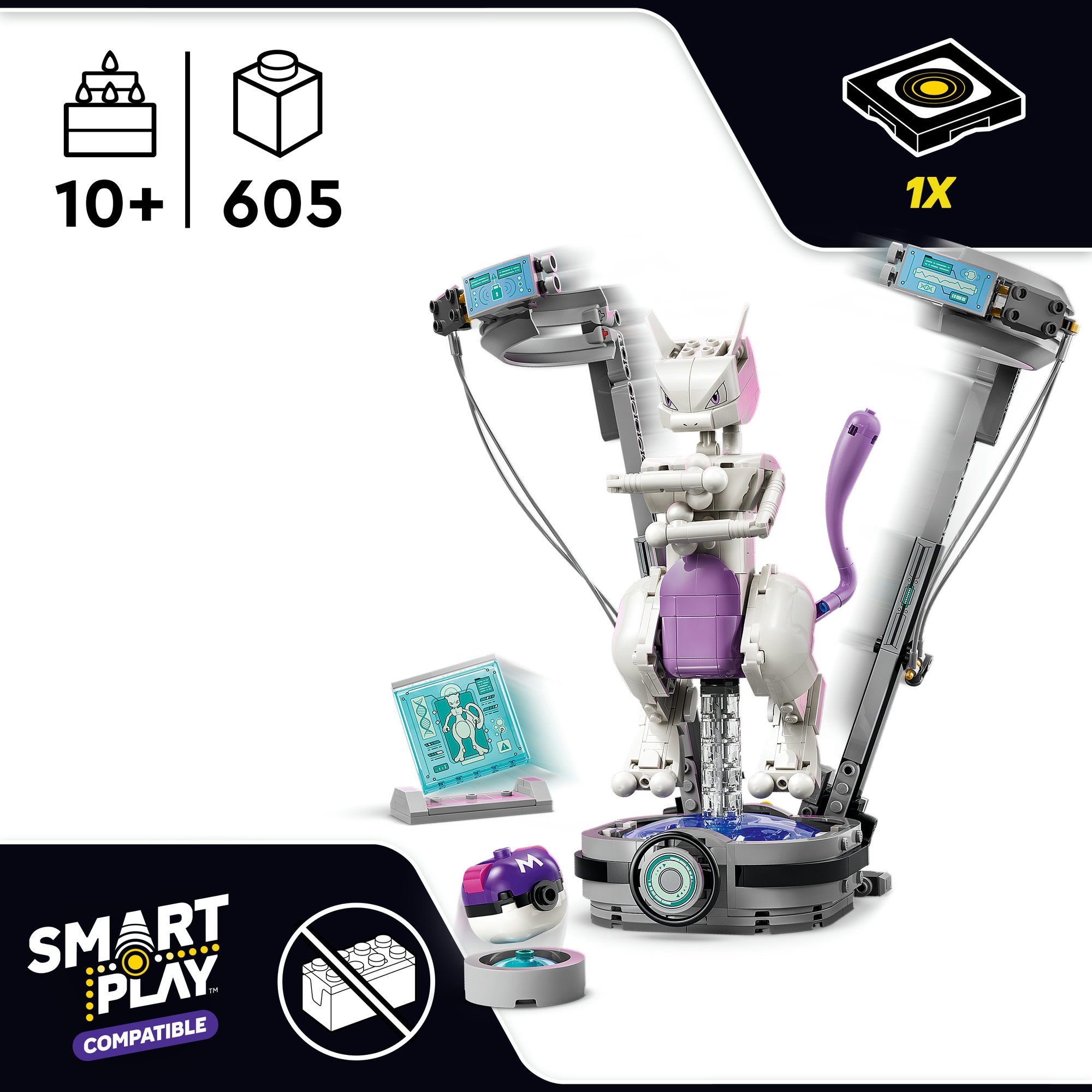 LEGO® Konstruktionsspielsteine »SMART Play™  Mewtus Ausbruch aus dem Labor (72163), LEGO Pokémon« Mit SMART Brick kompatibel (nicht im Lieferumfang enthalten)