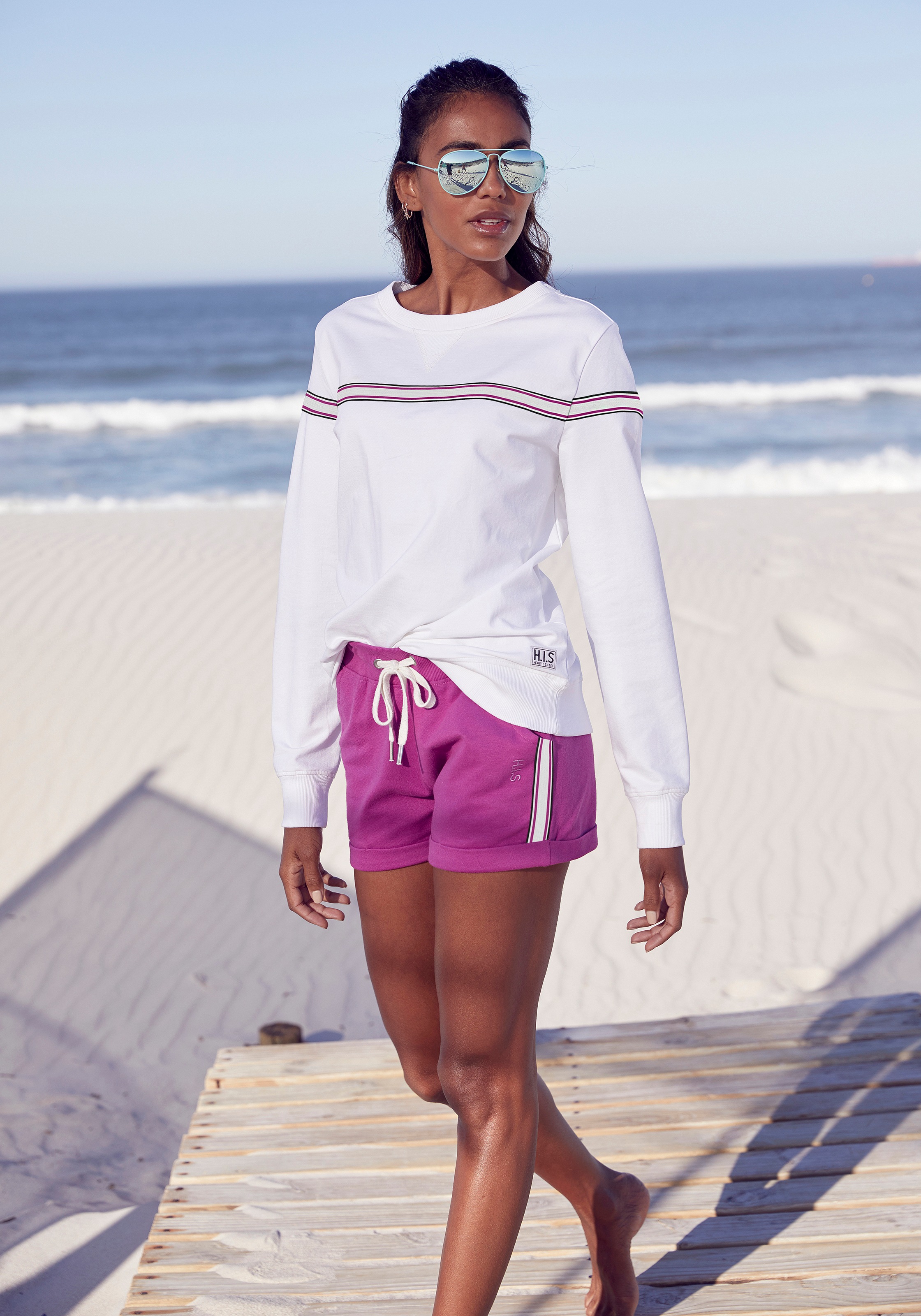 Thumbnail - H.I.S Sweater, mit kontrastfarbigem Tape, Loungeanzug