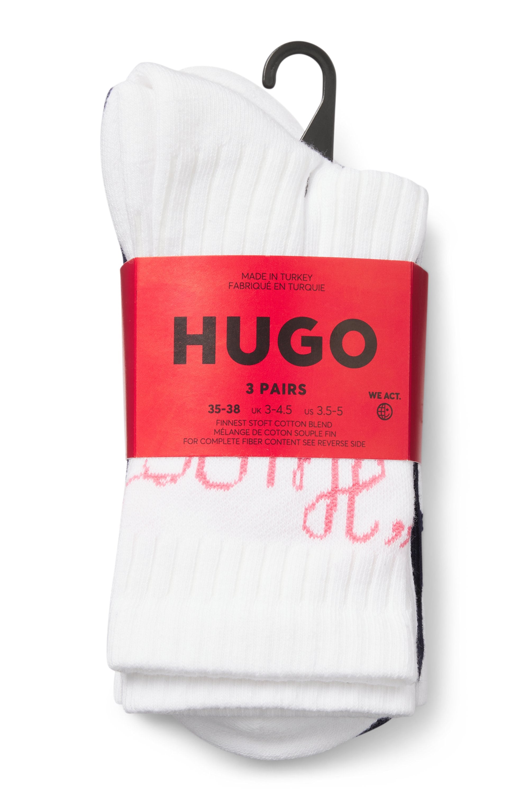 HUGO Underwear Freizeitsocken "3P QS SLOGAN CC W", (3 Paar), verstärkte Fer günstig online kaufen